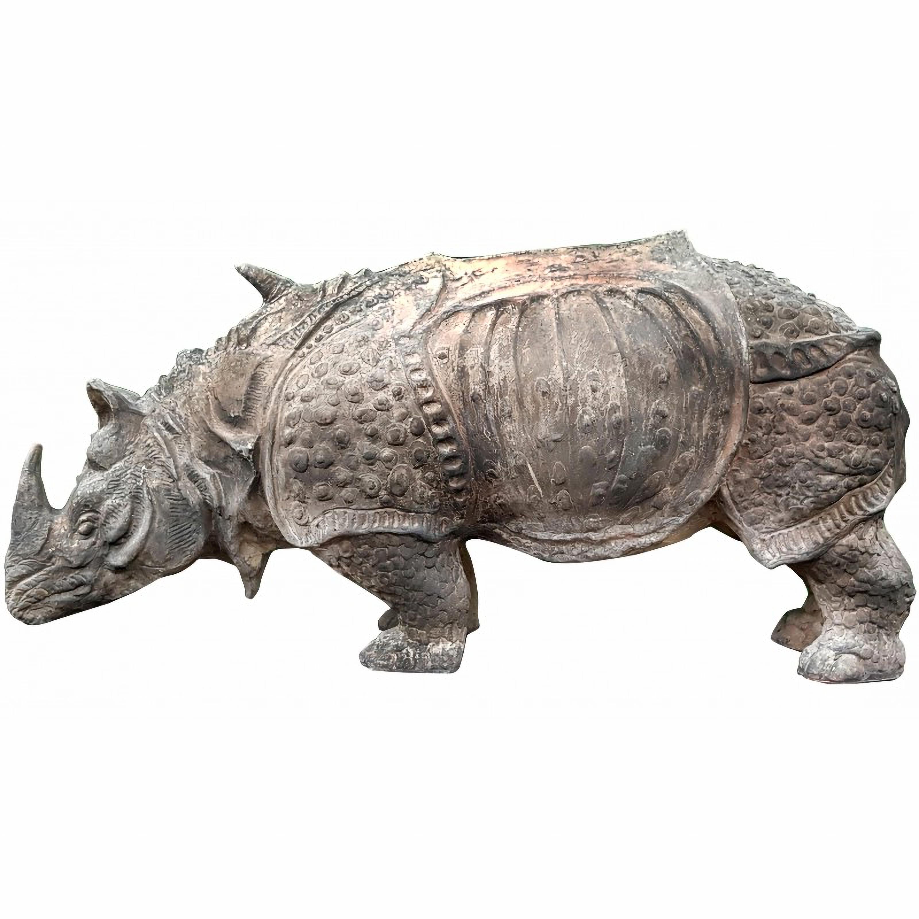 Hand-Crafted PAIR OF TERRACOTTA RHINOS BY ALBRECHT DURER 20th Century For Sale