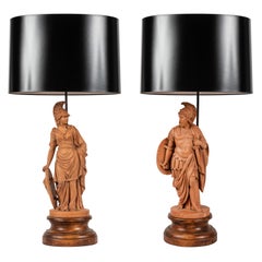 Paar Terrakotta-Figuren der römischen Klassik von L. Hjorth als Lampen