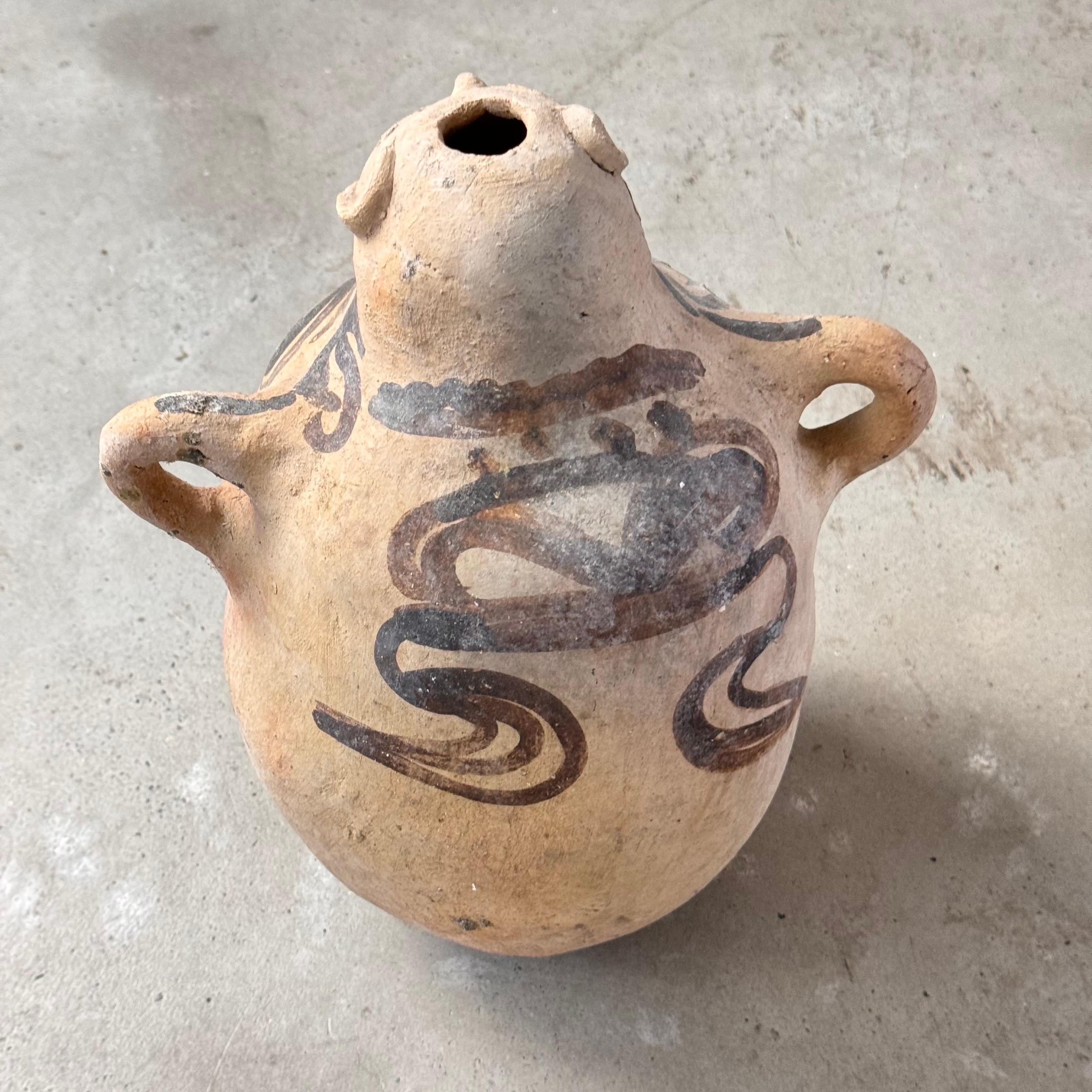 Fatto a mano Coppia di brocche in corda di terracotta dal Messico, anni '70 in vendita