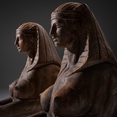 Pair of Terracotta Sphinxes, 20th Century