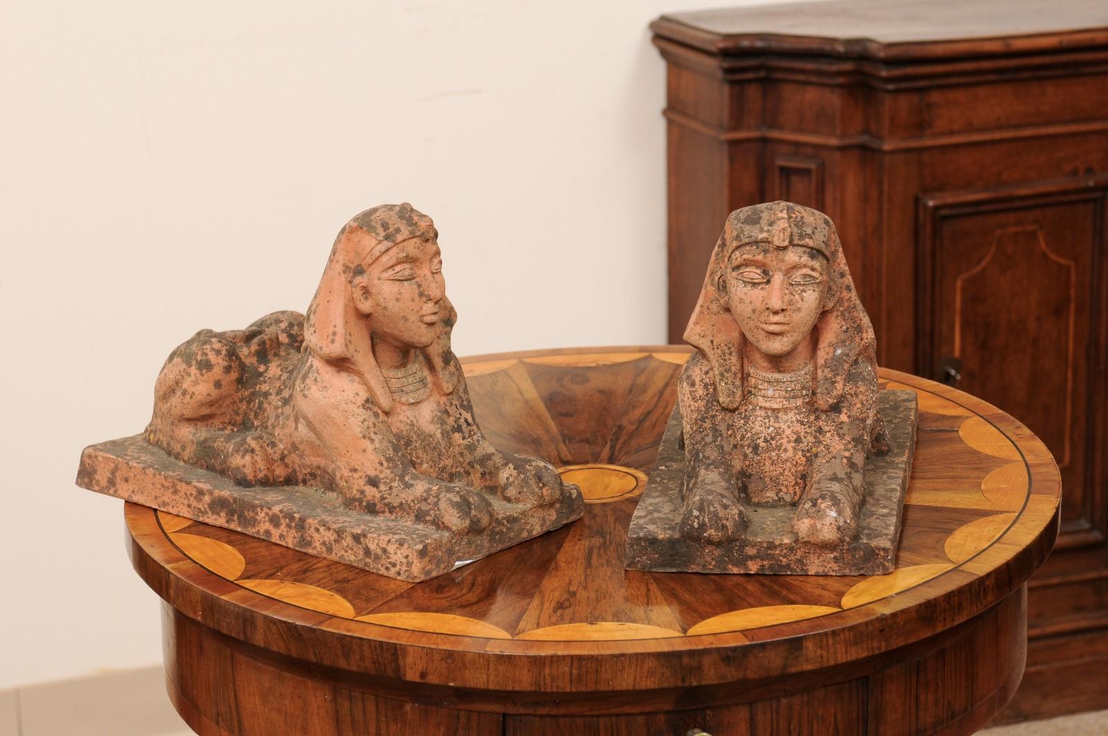Pair of Terracotta Sphinxes, 20th Century Italy In Good Condition In Atlanta, GA