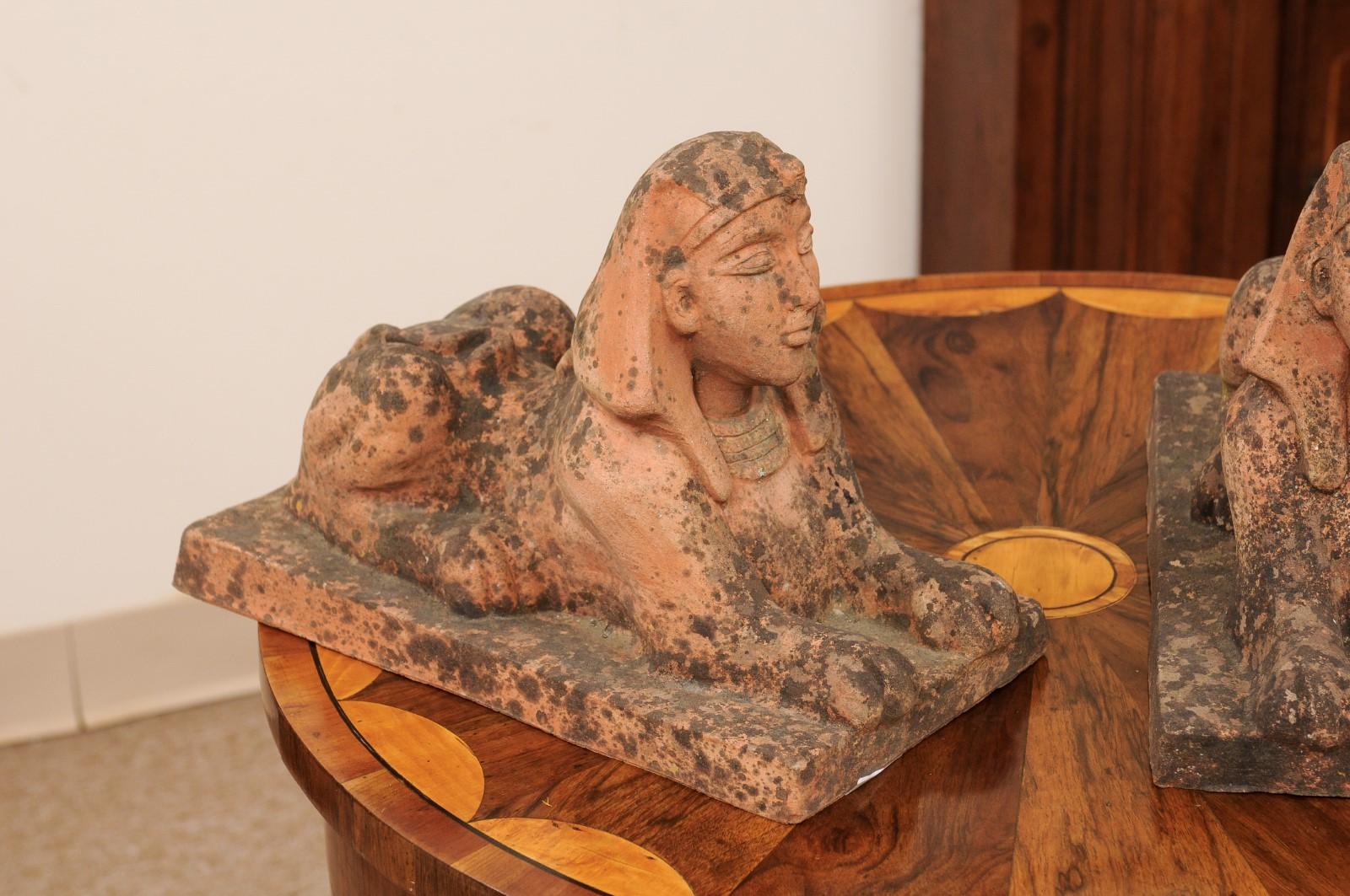 Pair of Terracotta Sphinxes, 20th Century Italy 2