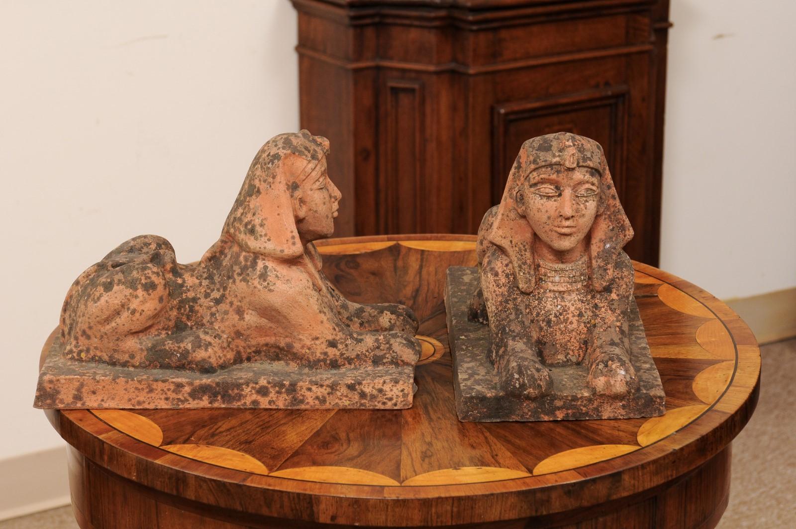 Pair of Terracotta Sphinxes, 20th Century Italy 4