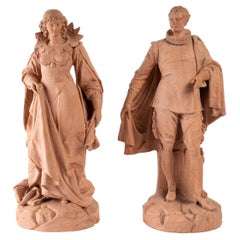 Pair of Terracotta Statuette by Paul Duboy
