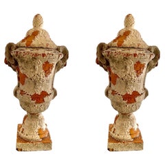 Paire de vases urnes en terre cuite castle, spain XIXe siècle