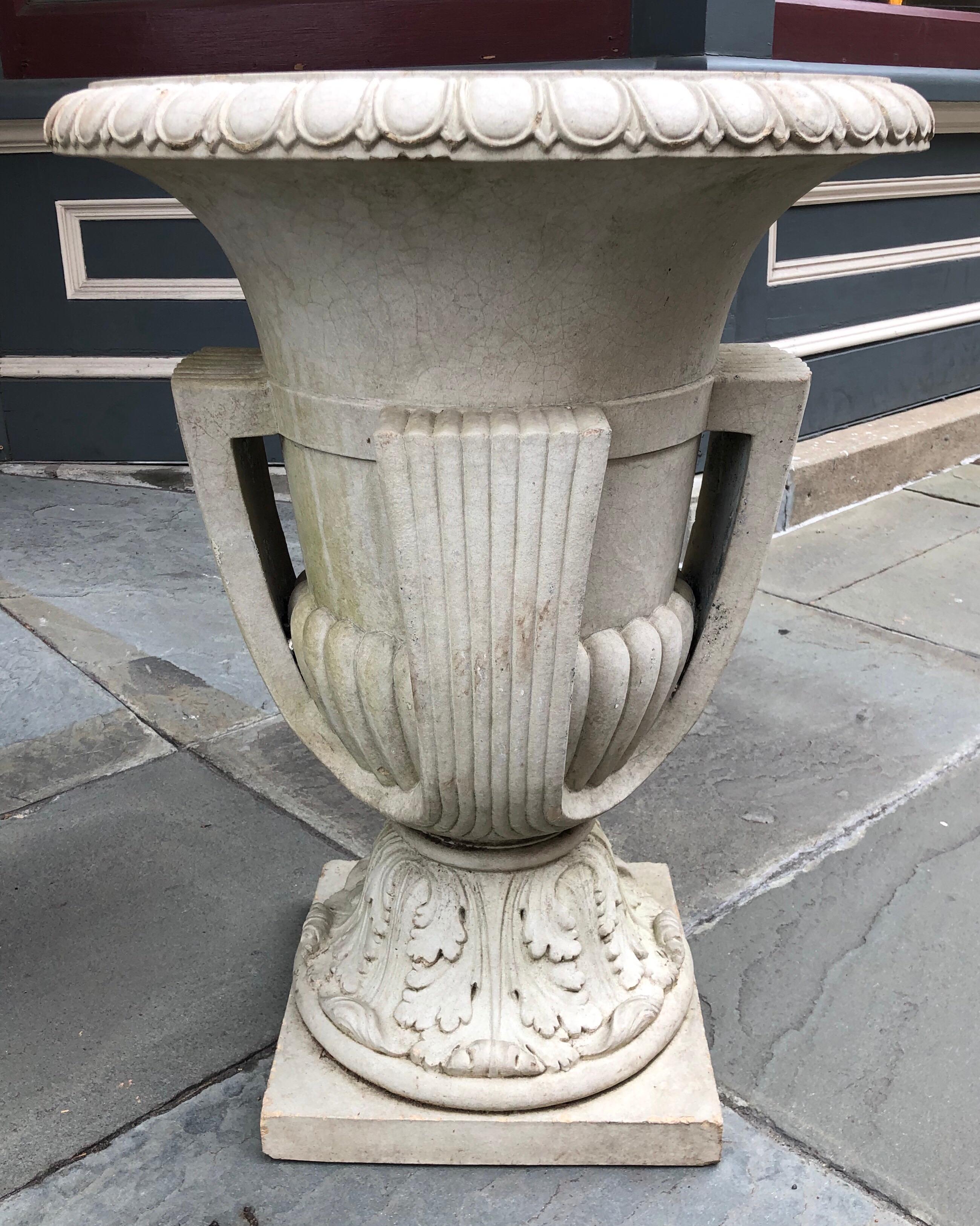 Glazed Pair of Terracotta Urns, Signed Galloway Pottery Philadelphia