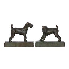 “Pair of Terriers” Bronze Sculpture Bookends by Edith B. Parsons and Gorham Co.
