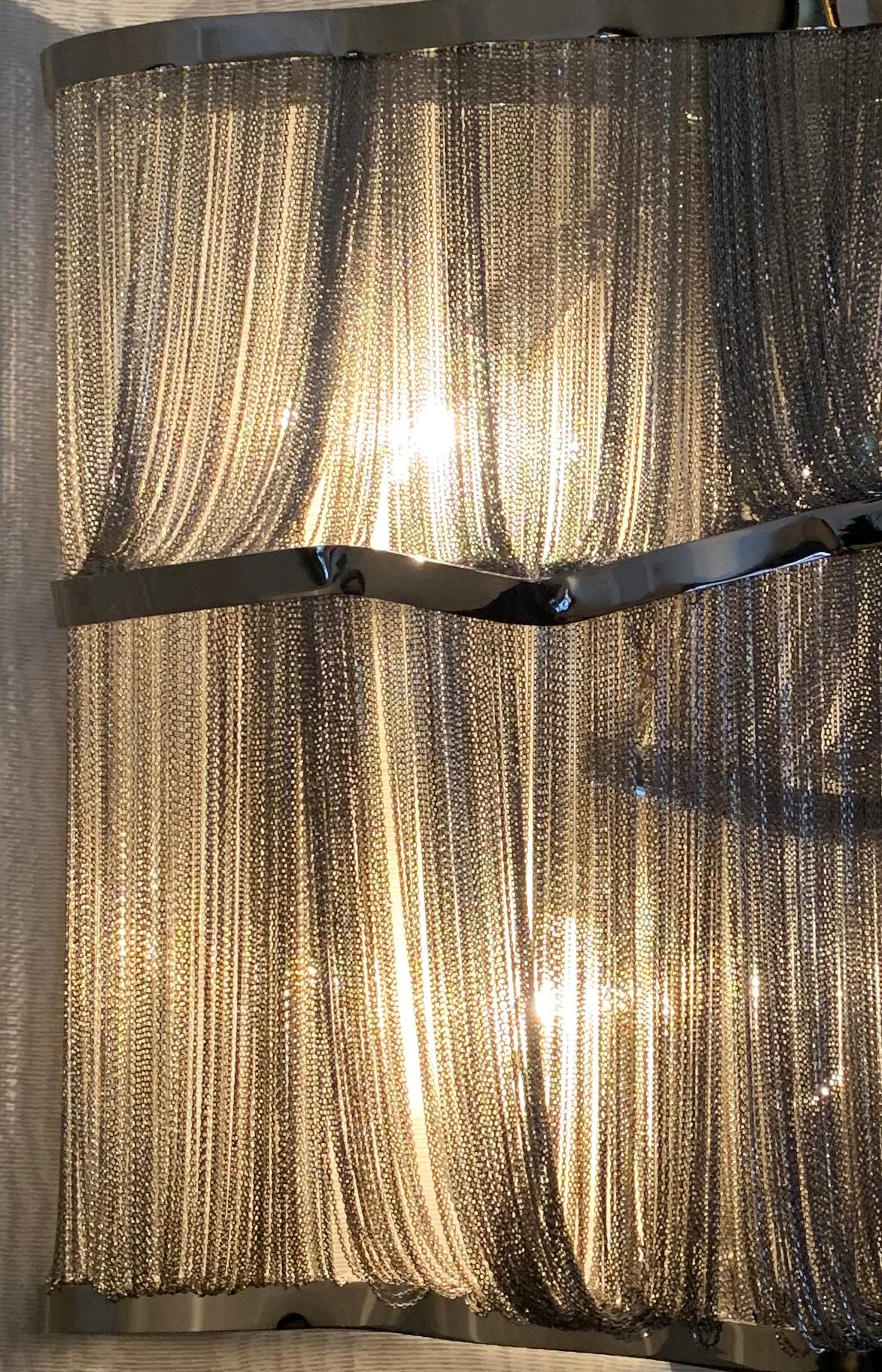 Italian Pair of Modern Wall Lights in Black Nickel Chain 'Atlantis' Terzani, Italy
