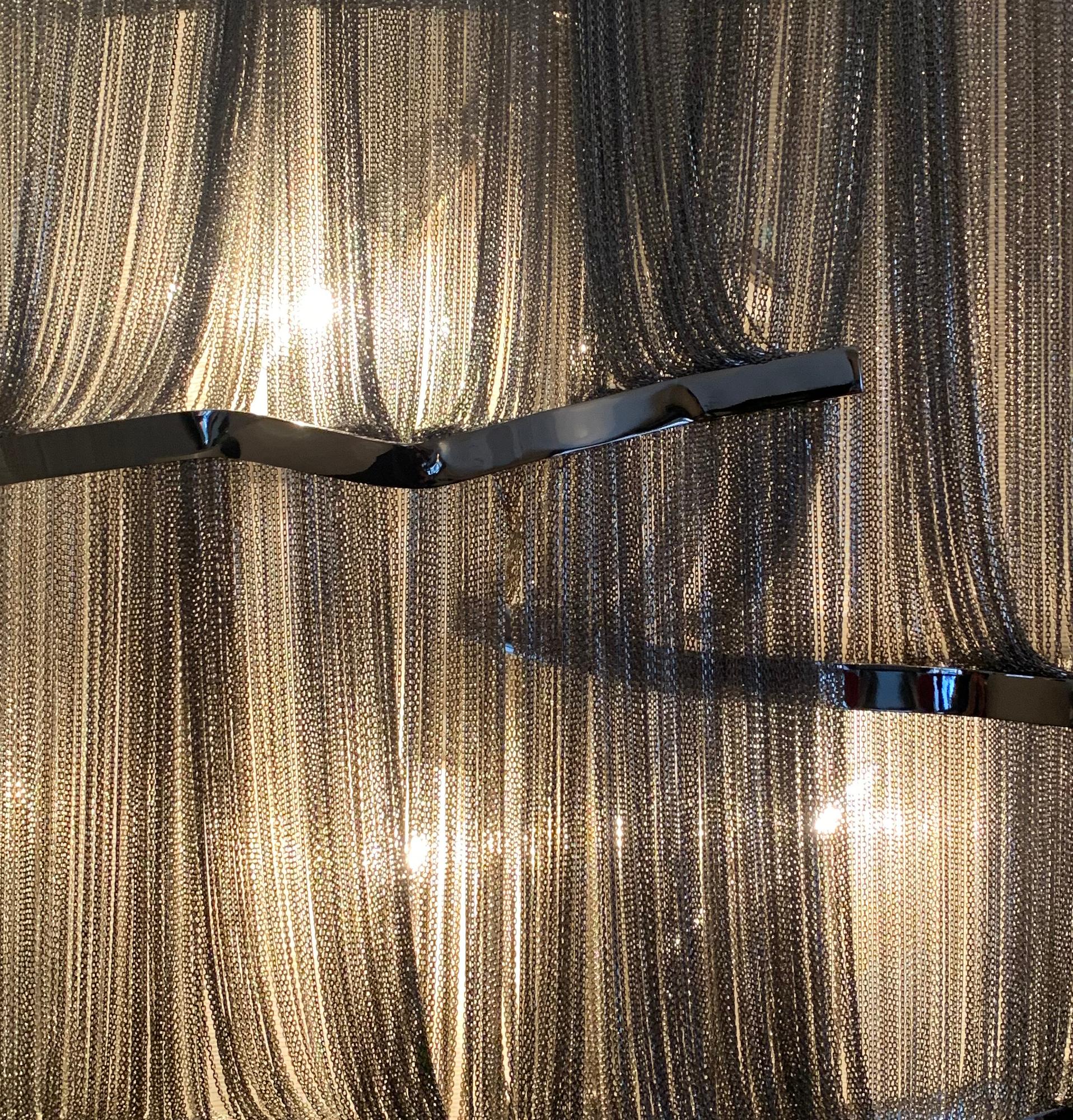 Plated Pair of Modern Wall Lights in Black Nickel Chain 'Atlantis' Terzani, Italy