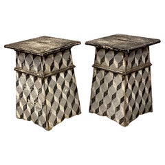 Pair of Tessellated Arte Povera Painted Tables, Italy, 19th Century