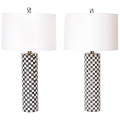 Pair of Tessellated Bone Table Lamps