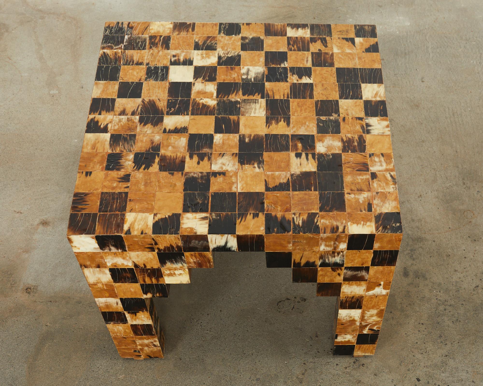 Pair of Tessellated Horn Block Tables Designed by Thomas Britt For Sale 5