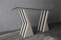 Coppia di basi da tavolo in marmo tessellato di Maitland Smith