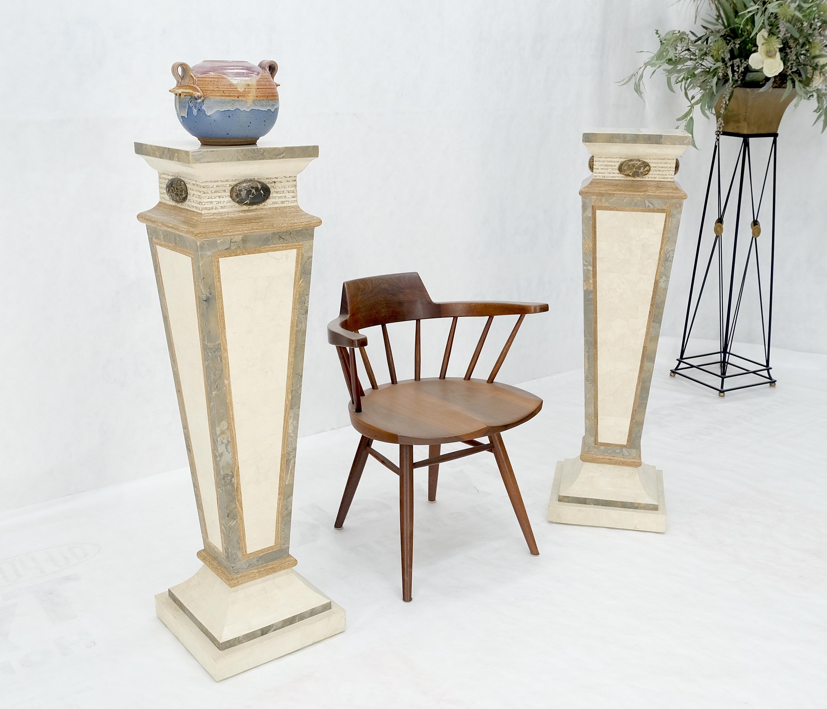 Pair of Tessellated Marble Tapered Square Obelisk Shape Pedestals Stands MINT! For Sale 5