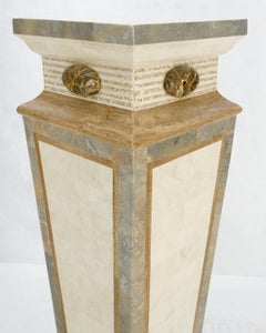 Pair of Tessellated Marble Tapered Square Obelisk Shape Pedestals Stands MINT!