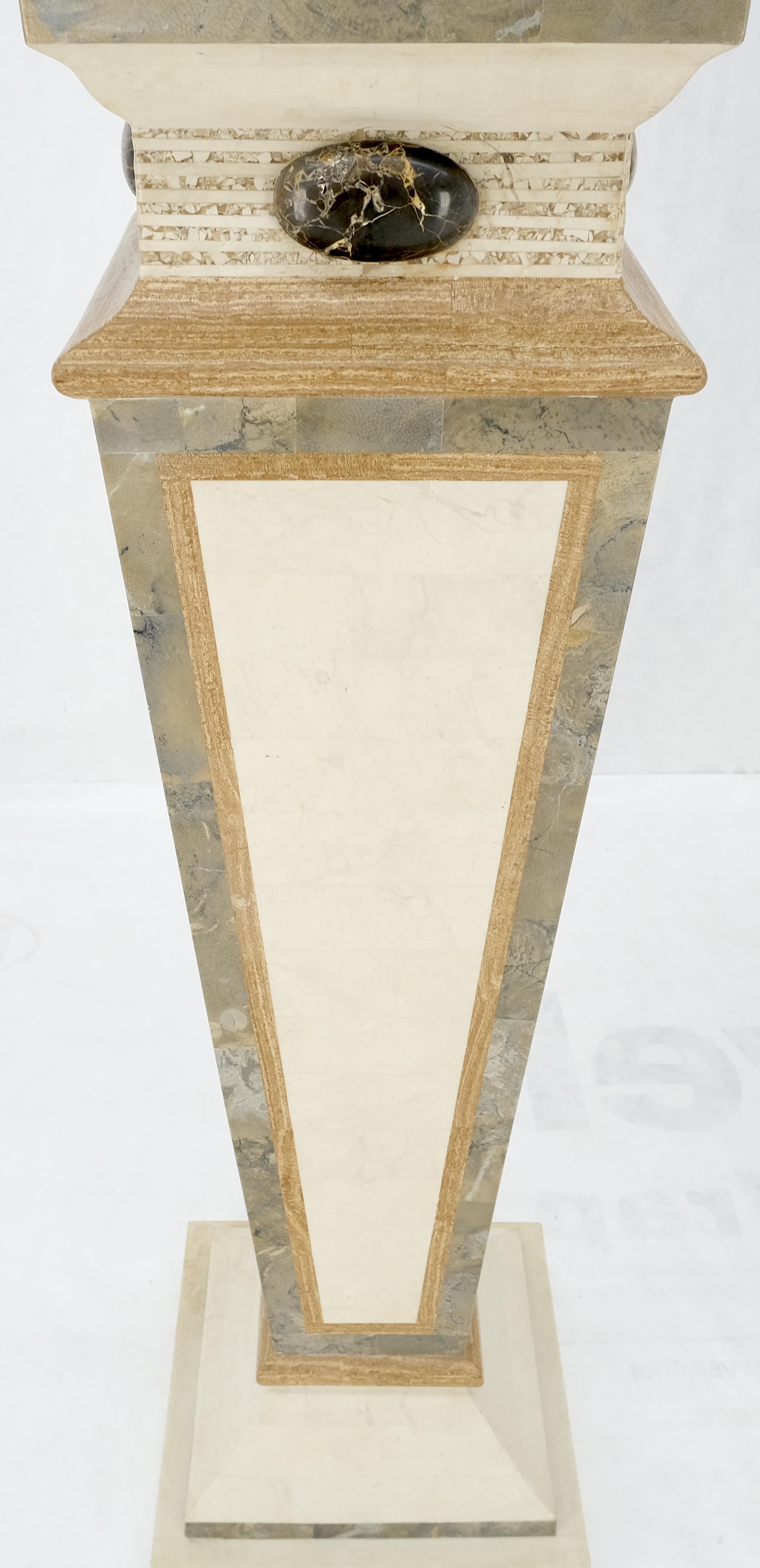 20th Century Pair of Tessellated Marble Tapered Square Obelisk Shape Pedestals Stands MINT! For Sale