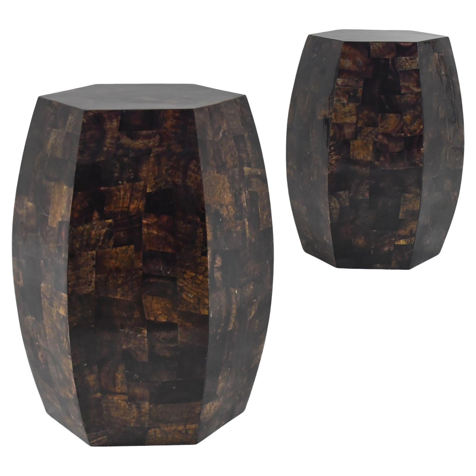 Pair of Tessellated Penshell Side Tables by Maitland Smith For Sale