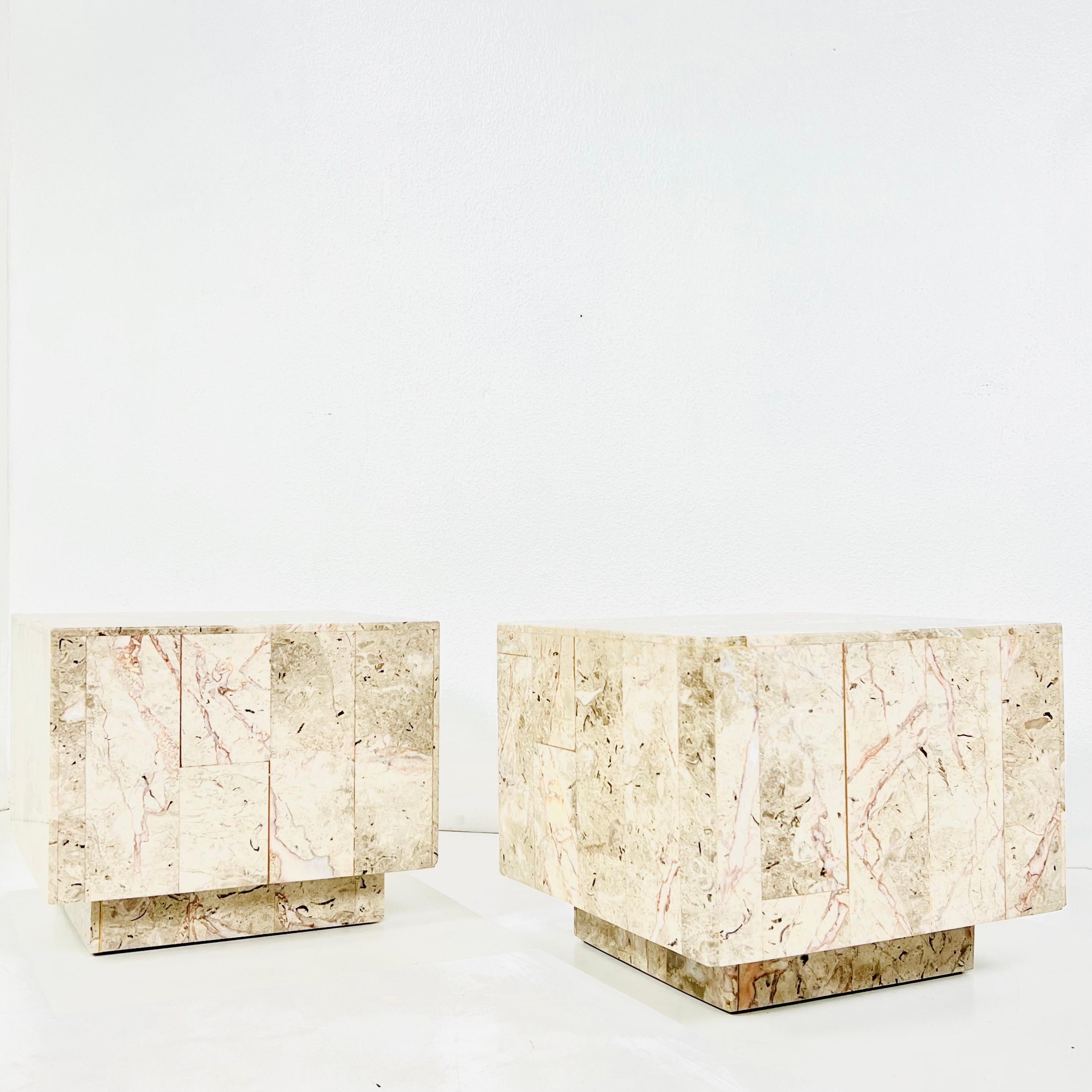 Pair of Tessellated Quartzite Cube End Tables For Sale 5
