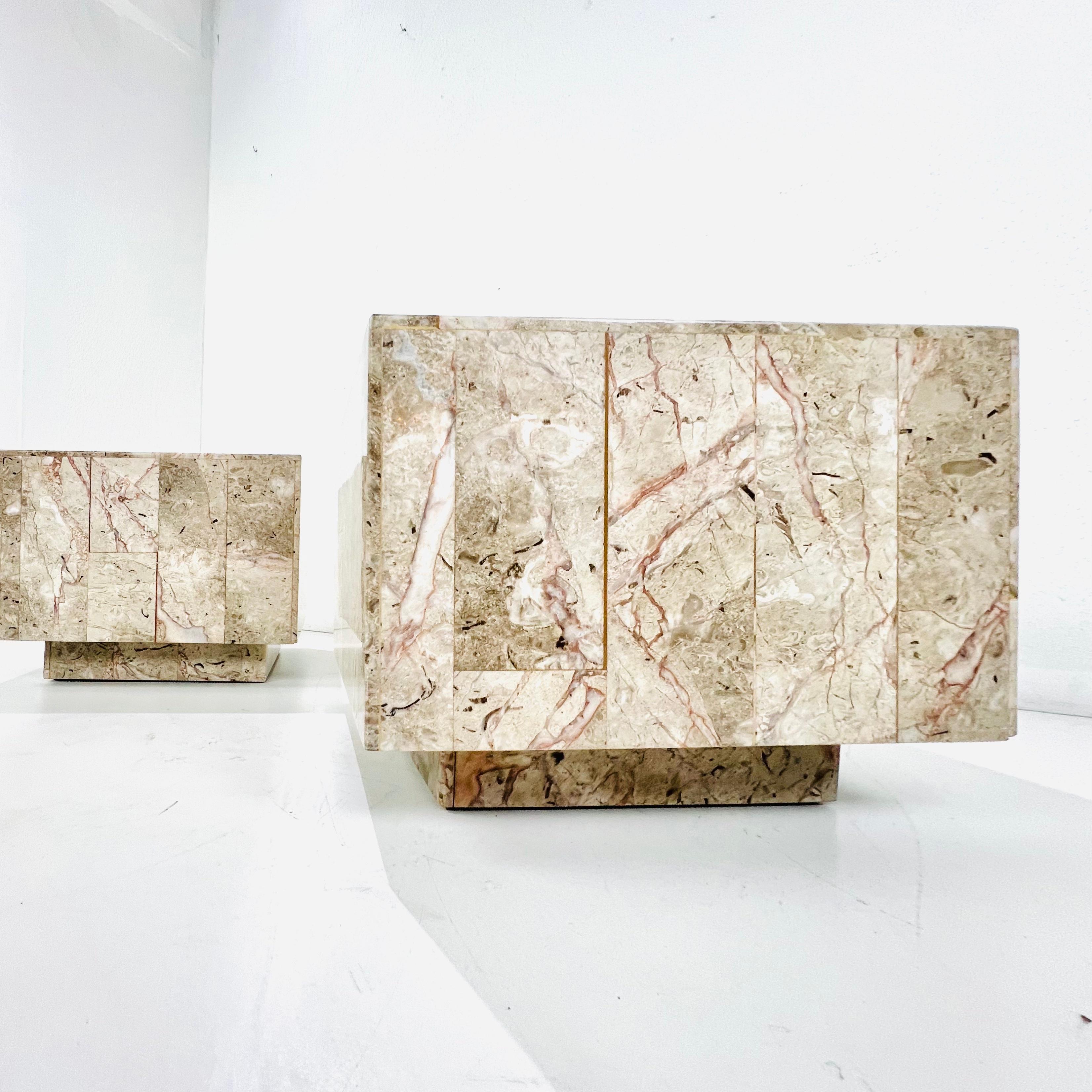 Pair of Tessellated Quartzite Cube End Tables For Sale 8