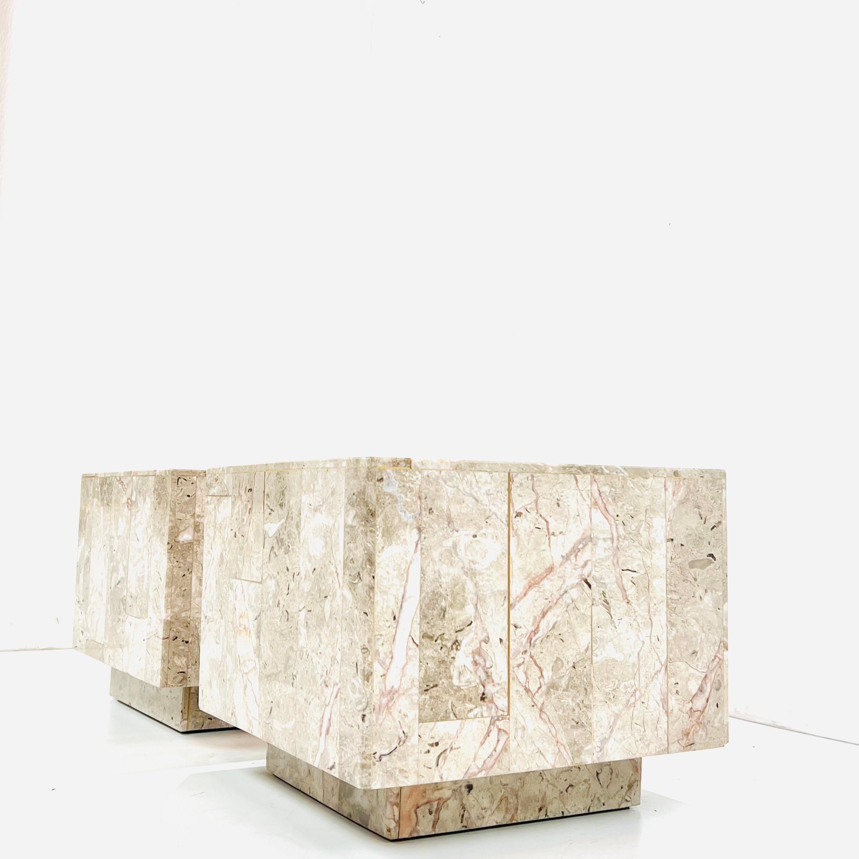 20th Century Pair of Tessellated Quartzite Cube End Tables For Sale