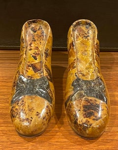 Pair of Tessellated Stone Decorative Shoes by Maitland Smith