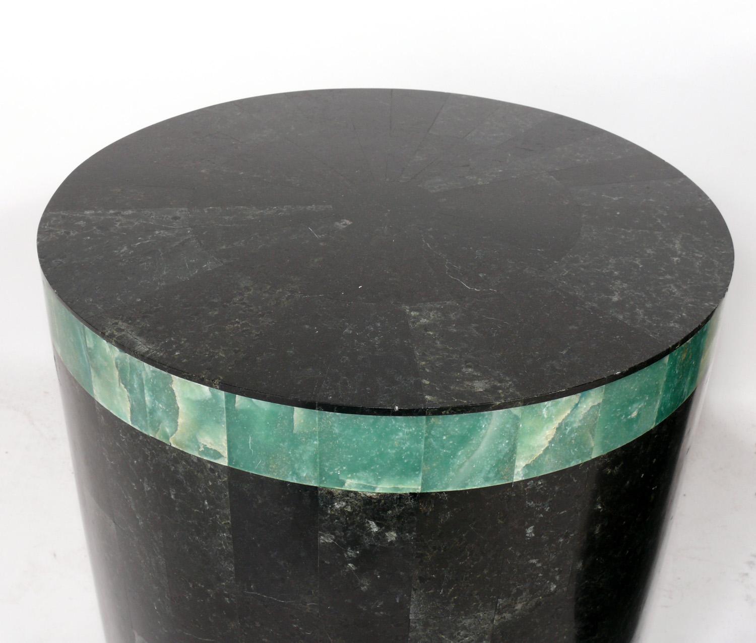 Mid-Century Modern Pair of Tessellated Stone End Tables circa 1980s For Sale