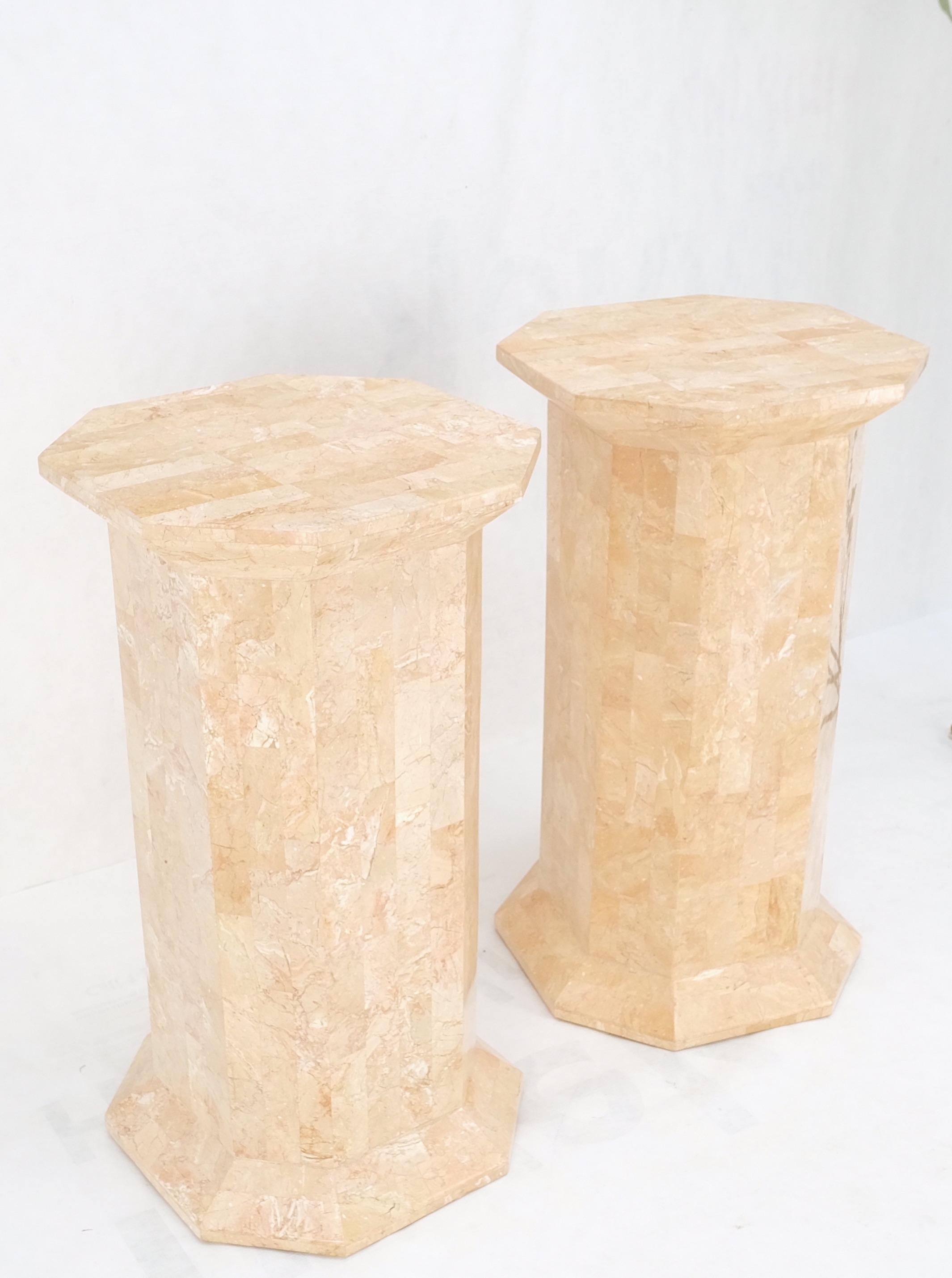 Pair of Tessellated Stone Marble Columns Octagon Shape Pedestals Columns Mint! For Sale 4