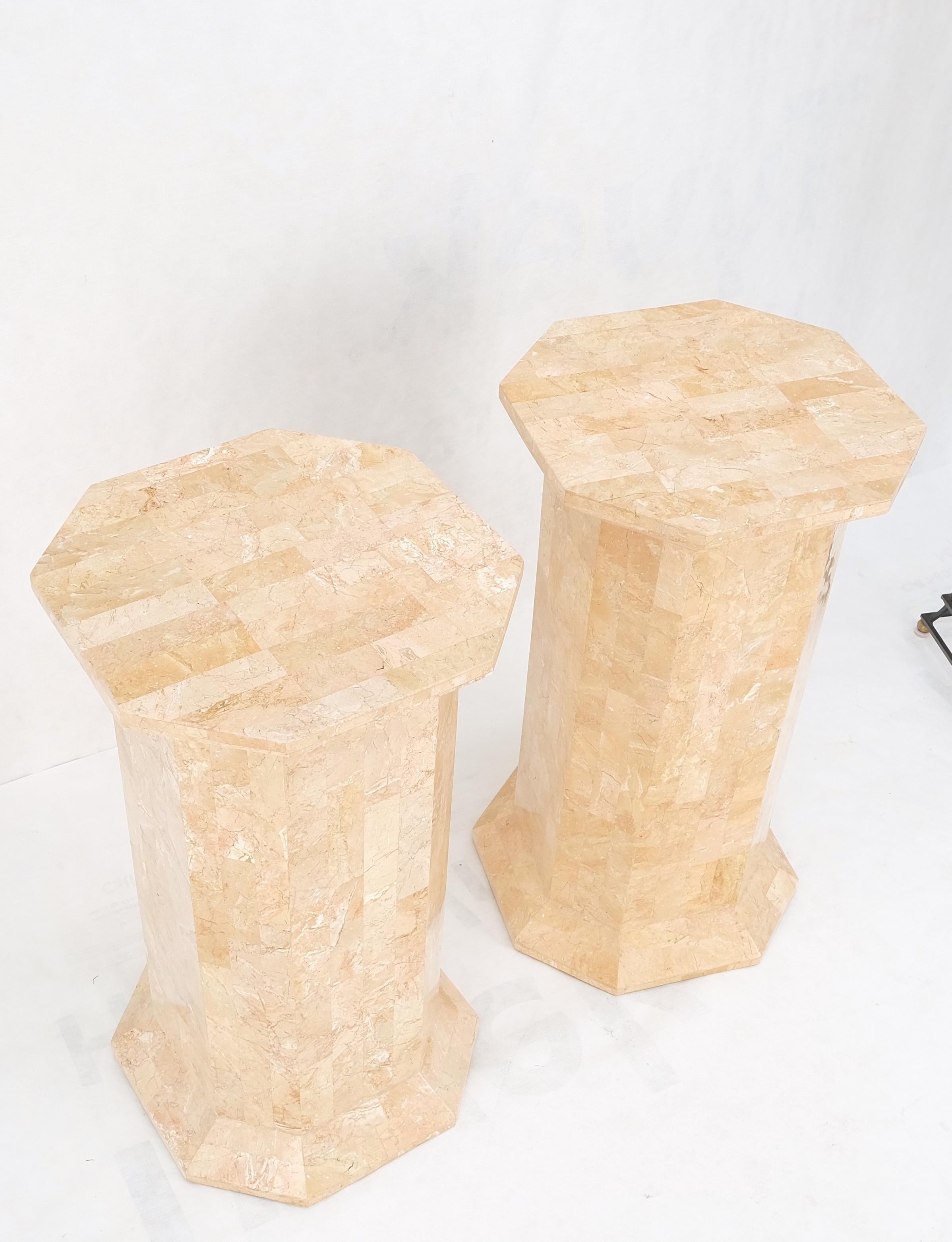 Pair of Tessellated Stone Marble Columns Octagon Shape Pedestals Columns Mint! For Sale 5