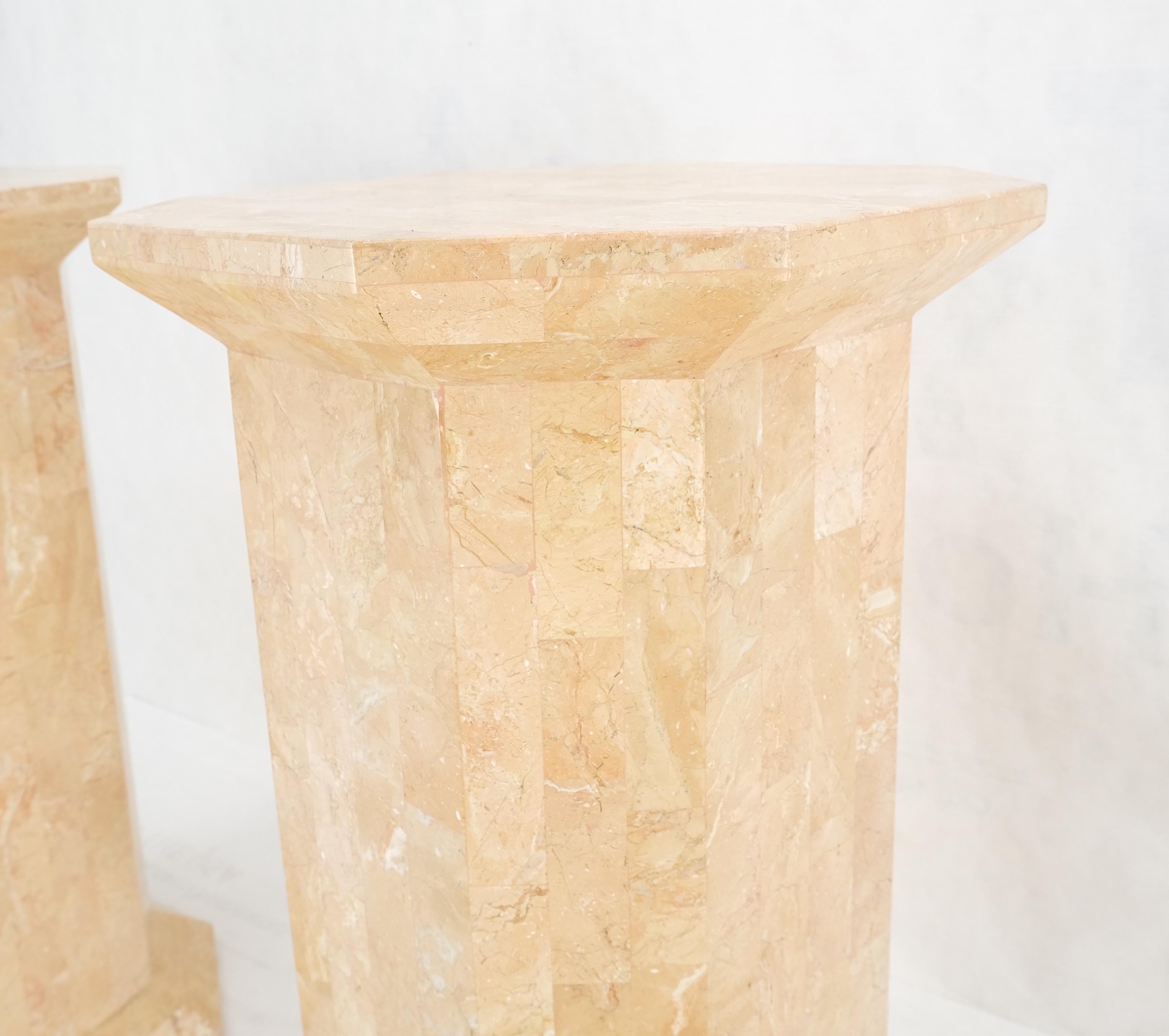 Pair of Tessellated Stone Marble Columns Octagon Shape Pedestals Columns Mint! In Good Condition For Sale In Rockaway, NJ