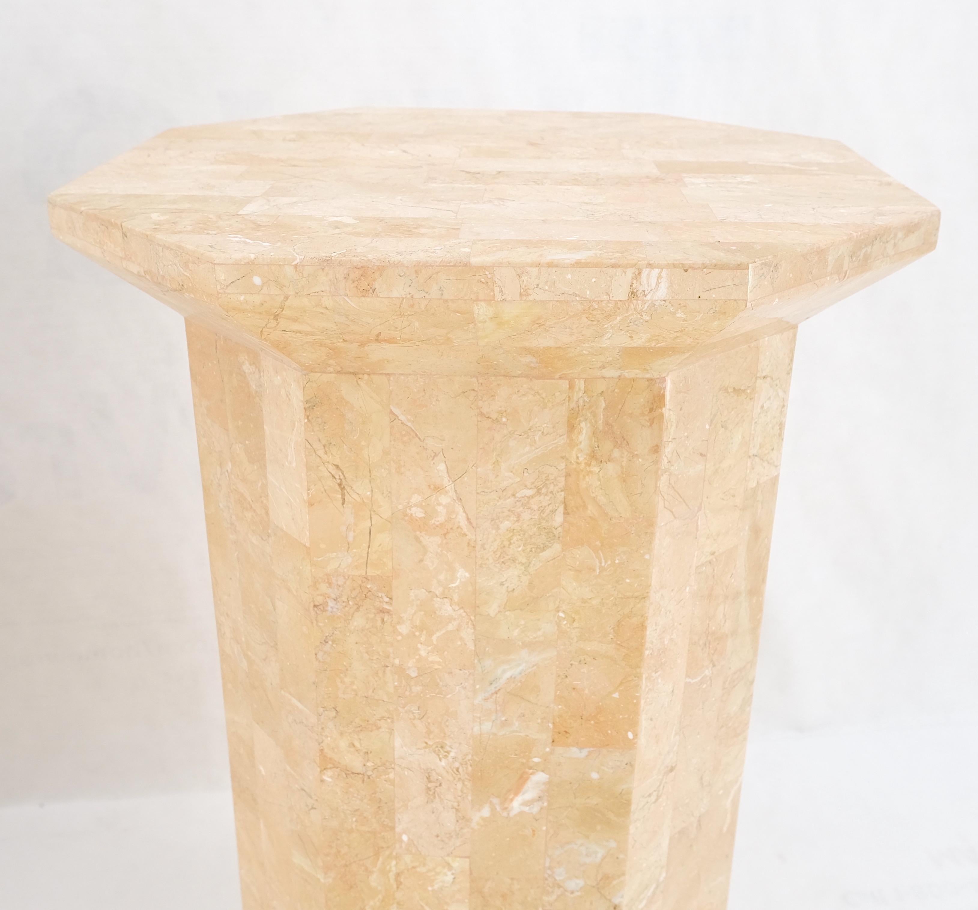 20th Century Pair of Tessellated Stone Marble Columns Octagon Shape Pedestals Columns Mint! For Sale