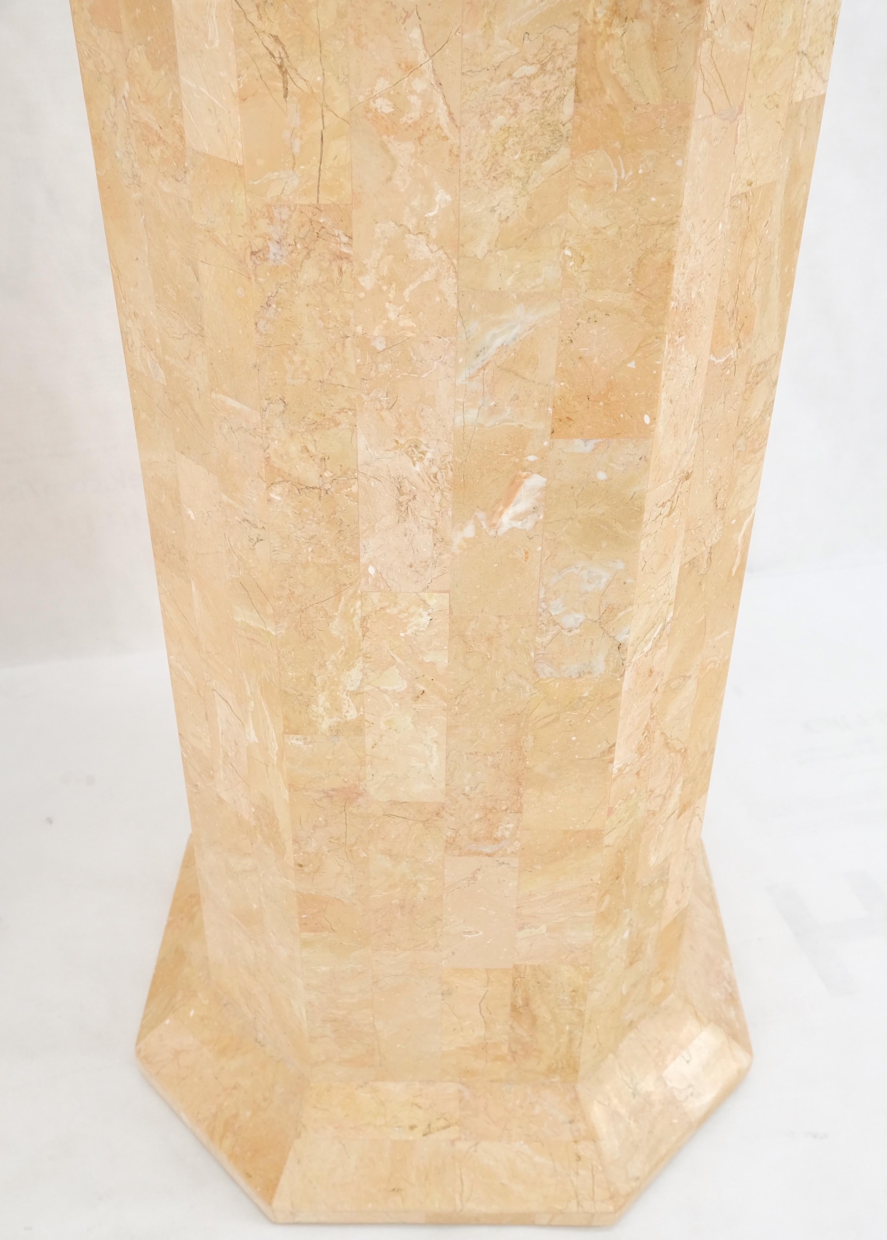 Pair of Tessellated Stone Marble Columns Octagon Shape Pedestals Columns Mint! For Sale 1