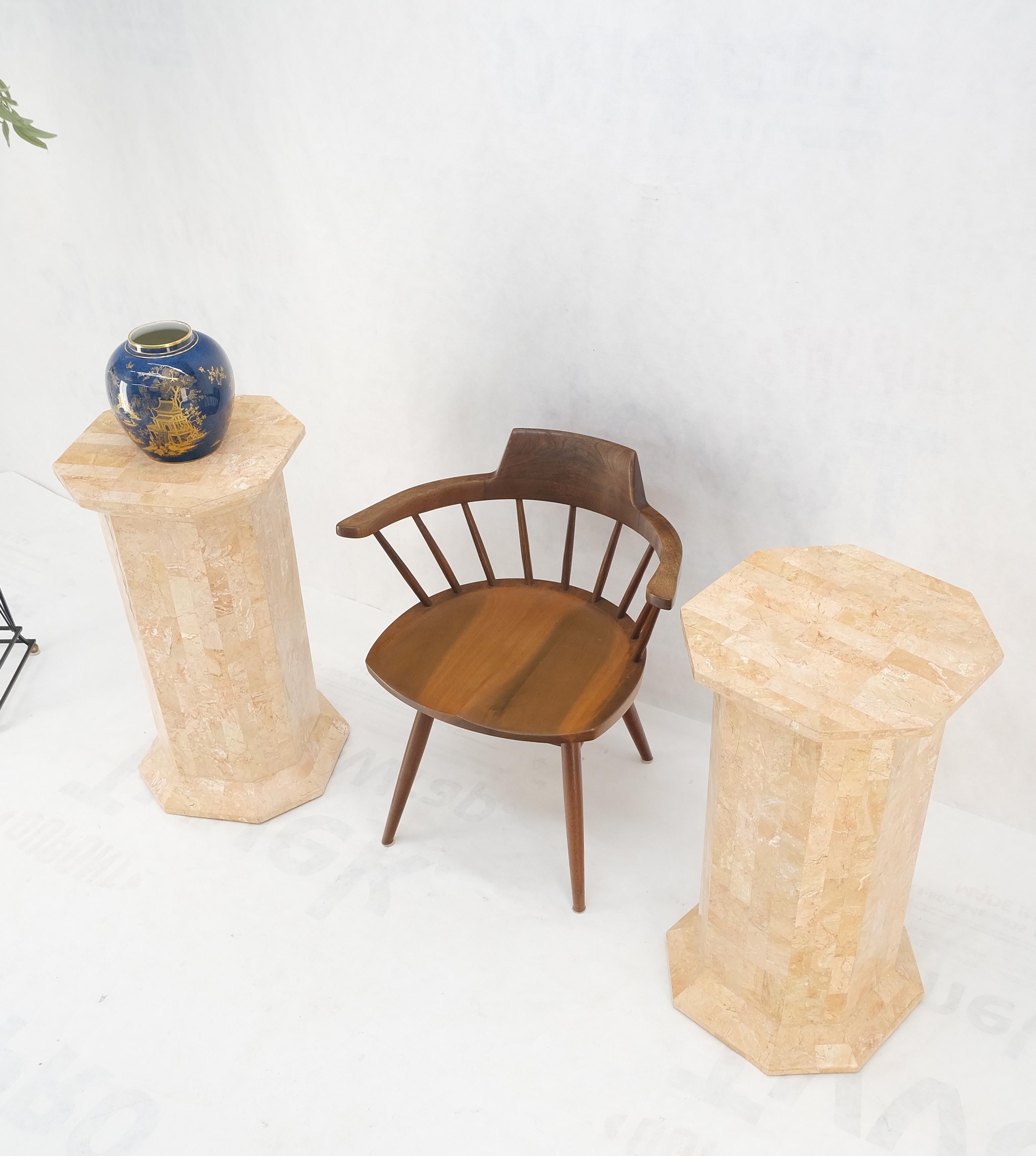 Pair of Tessellated Stone Marble Columns Octagon Shape Pedestals Columns Mint! For Sale 2
