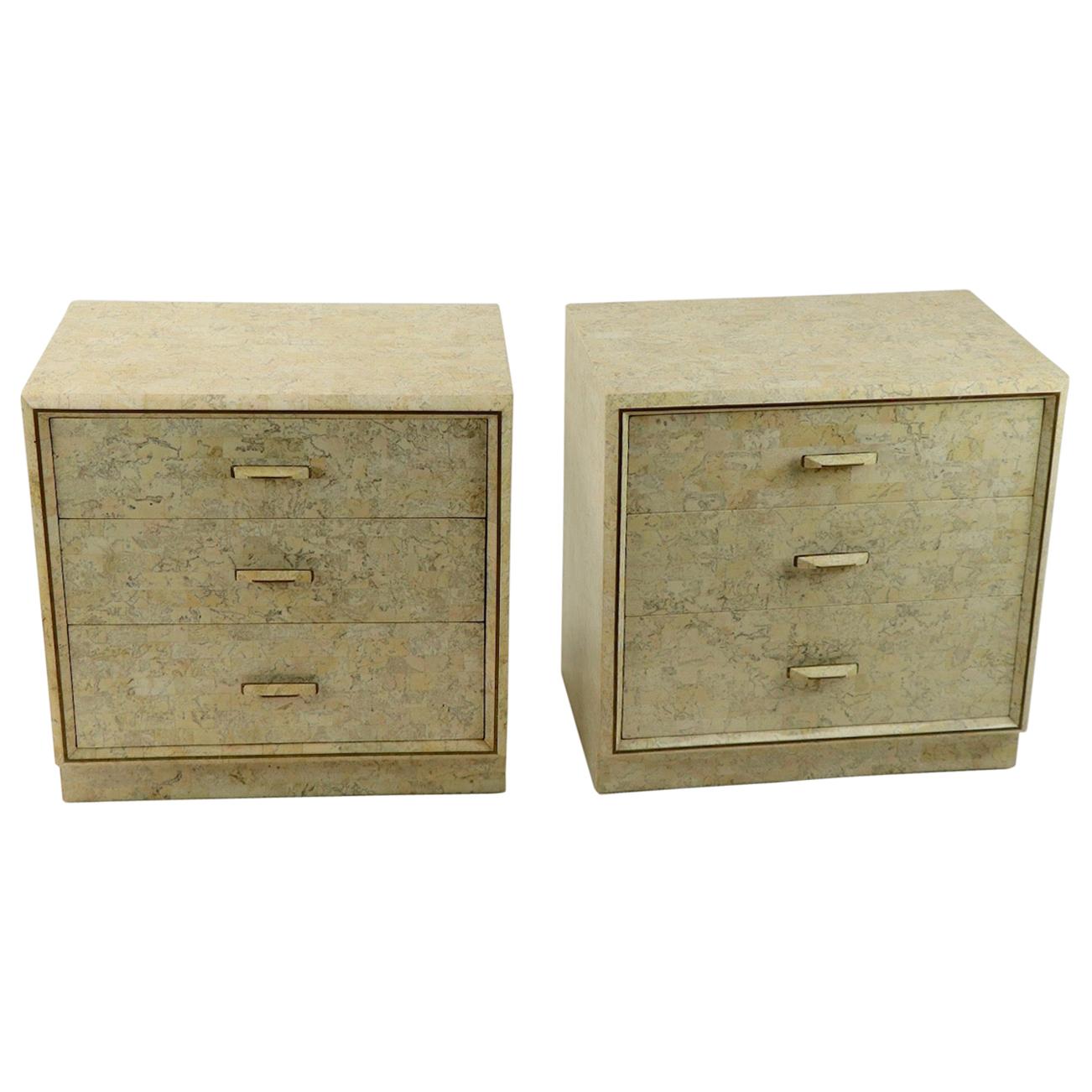 Pair of Tessellated Stone Nightstands by Maitland Smith