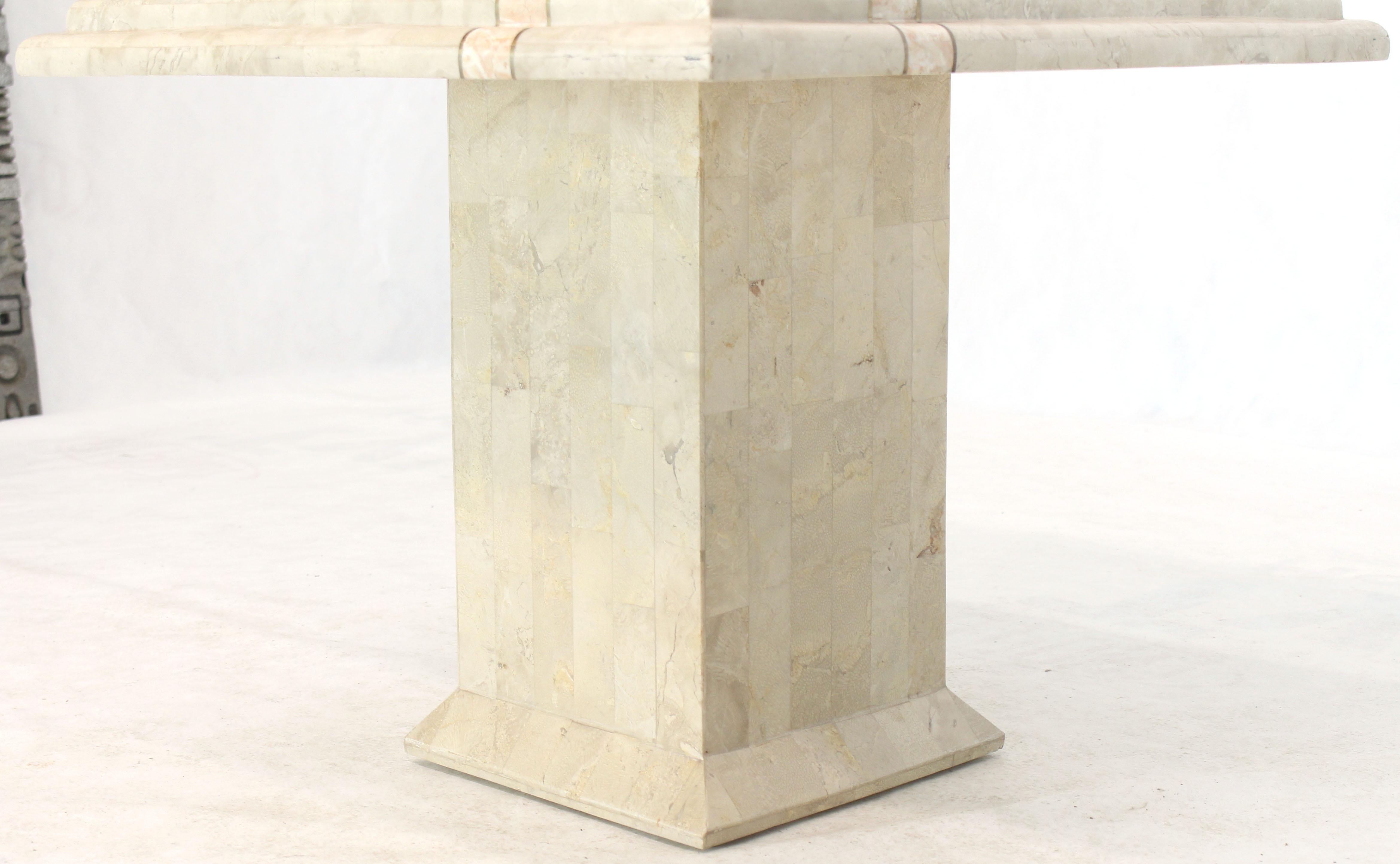 Pair of Tessellated Stone Tile Square Pedestal Shape End Side Tables Stands 3