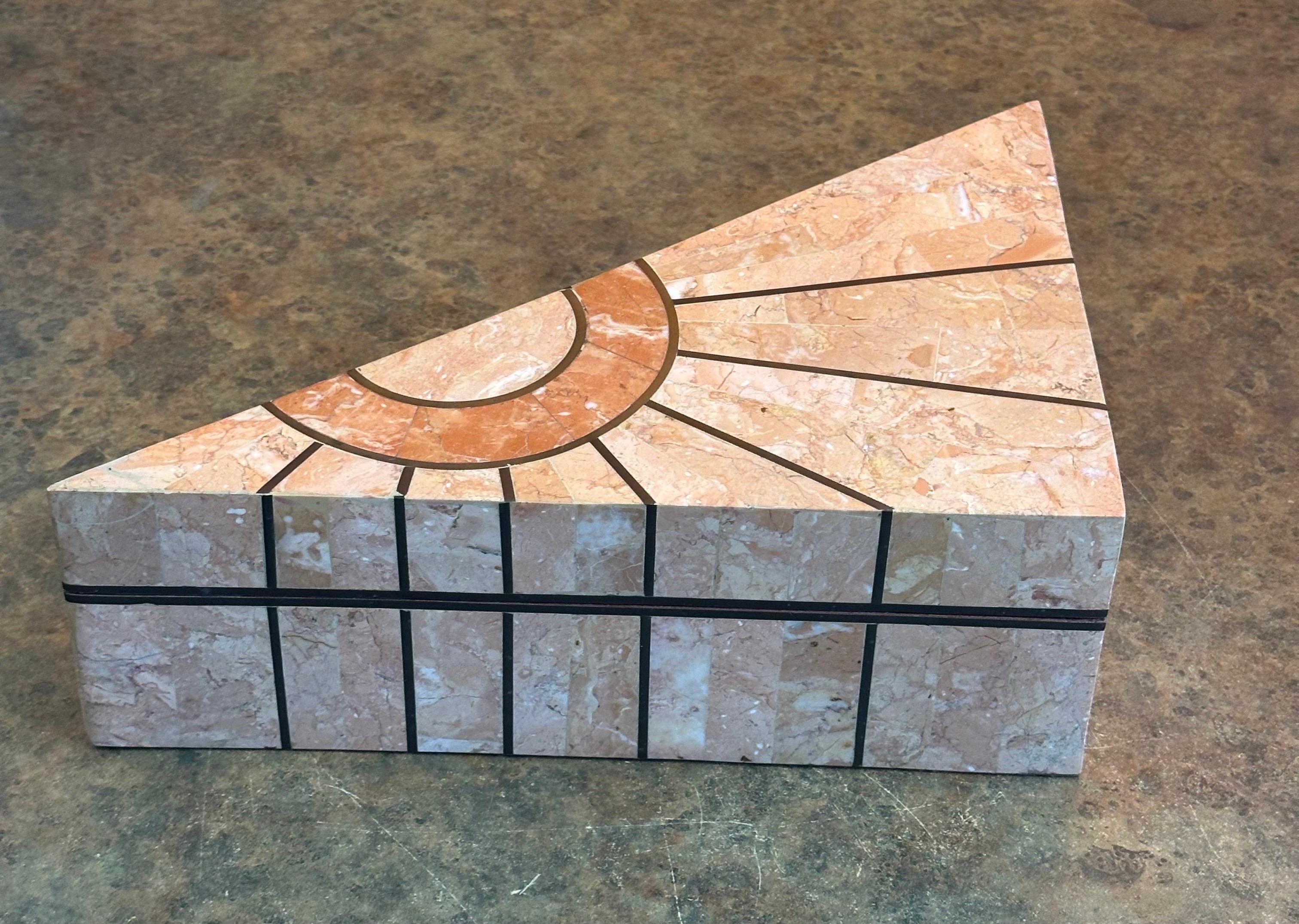 Pair of Tessellated Stone Triangular Boxes by Robert Marcius for Casa Bique For Sale 4