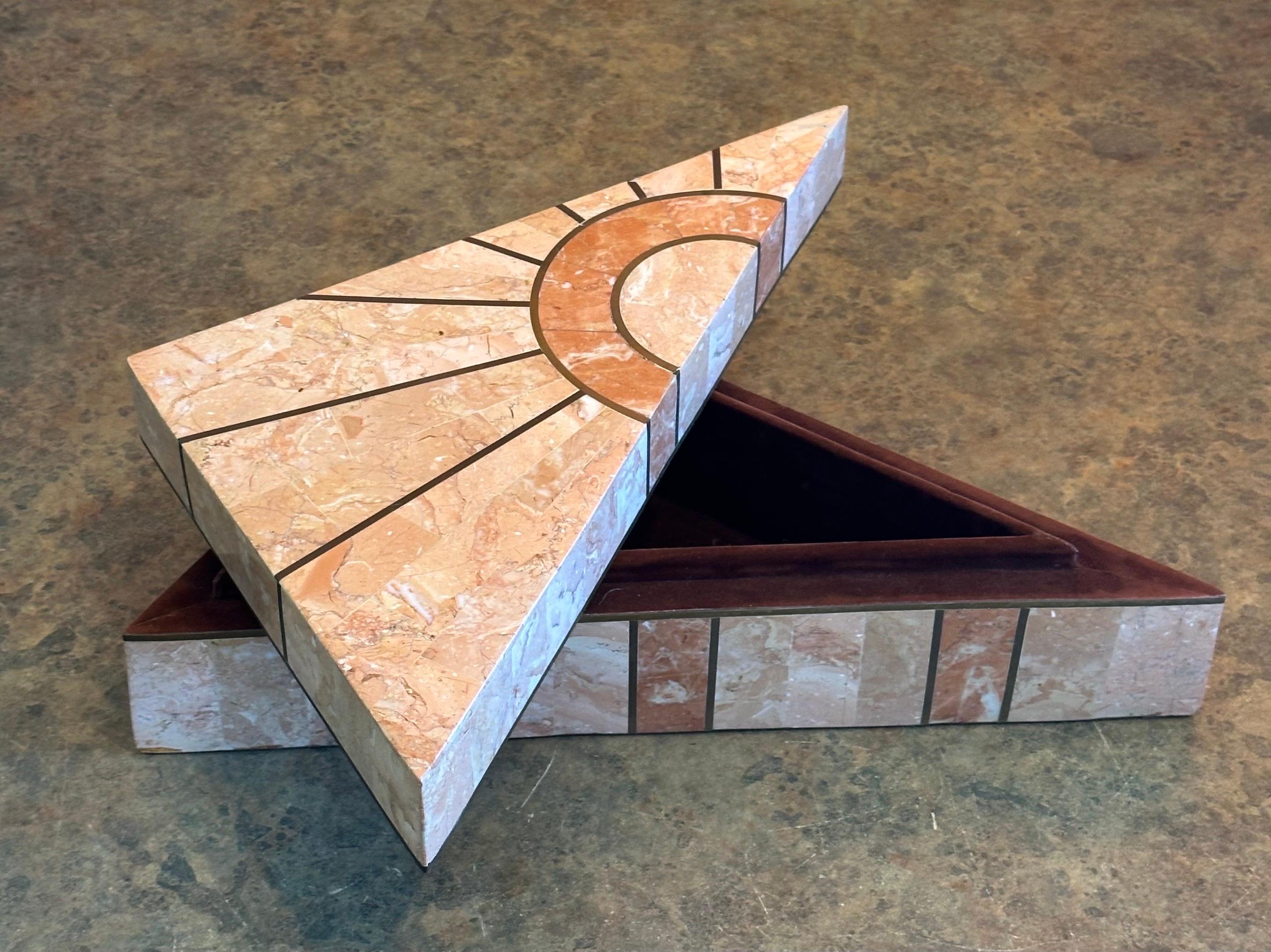 Pair of Tessellated Stone Triangular Boxes by Robert Marcius for Casa Bique For Sale 6