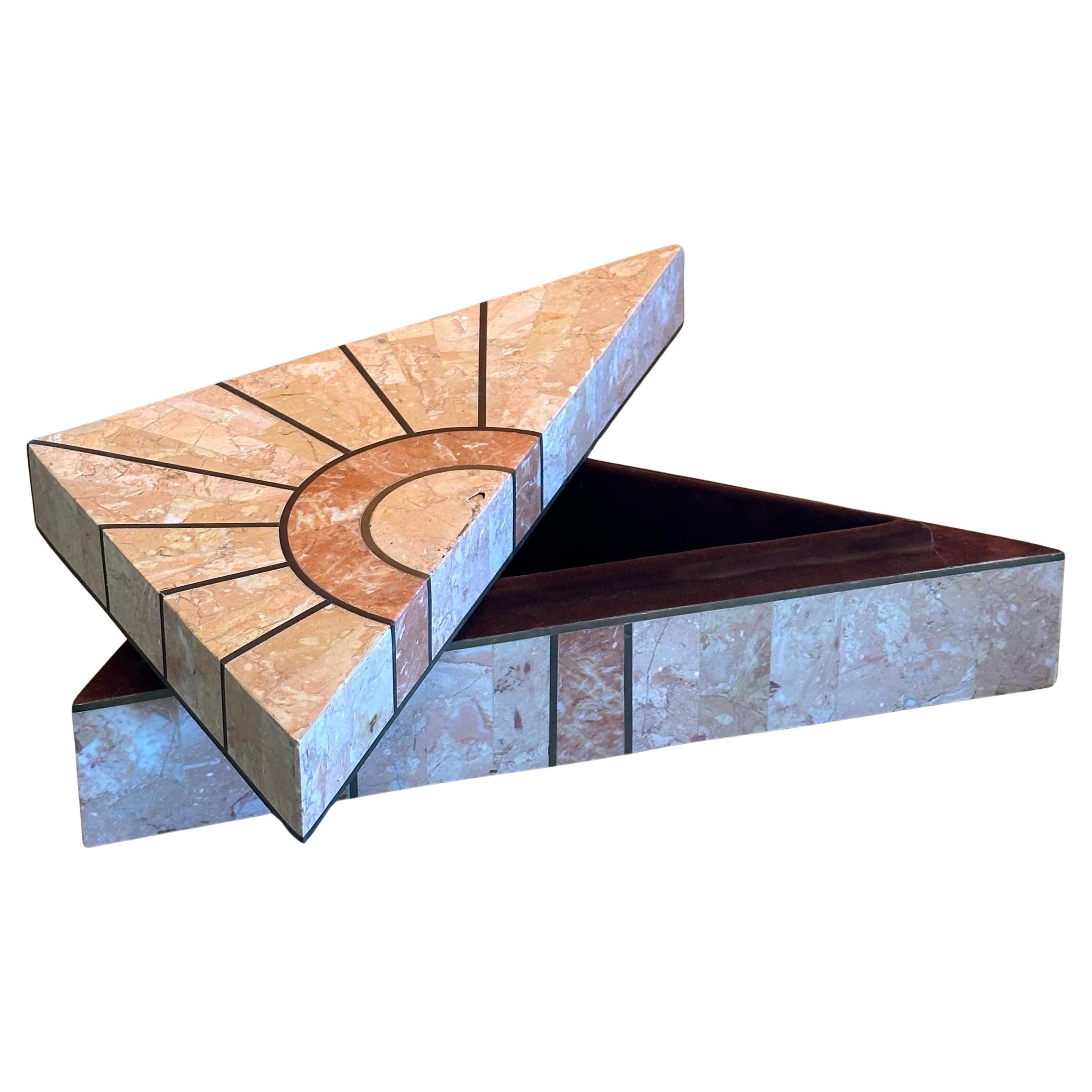 Philippine Pair of Tessellated Stone Triangular Boxes by Robert Marcius for Casa Bique For Sale