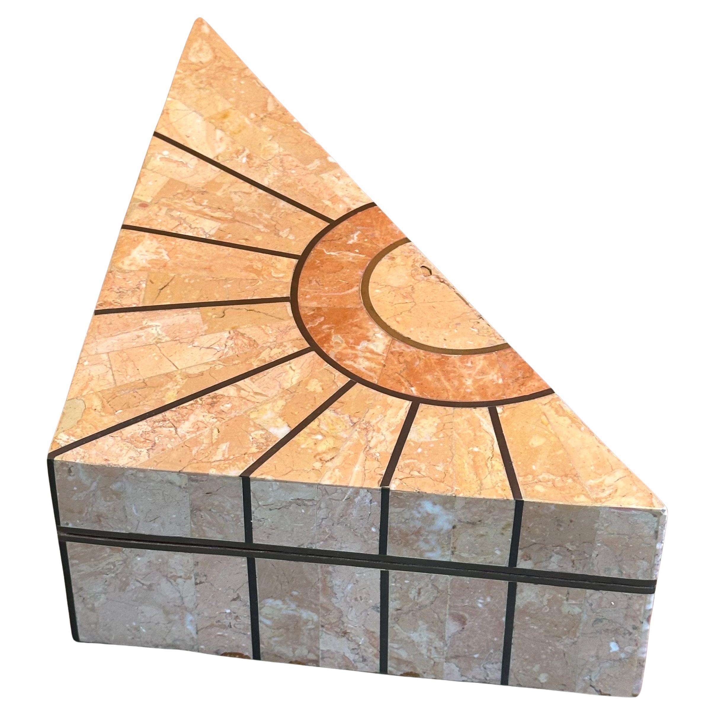 Pair of Tessellated Stone Triangular Boxes by Robert Marcius for Casa Bique In Good Condition For Sale In San Diego, CA