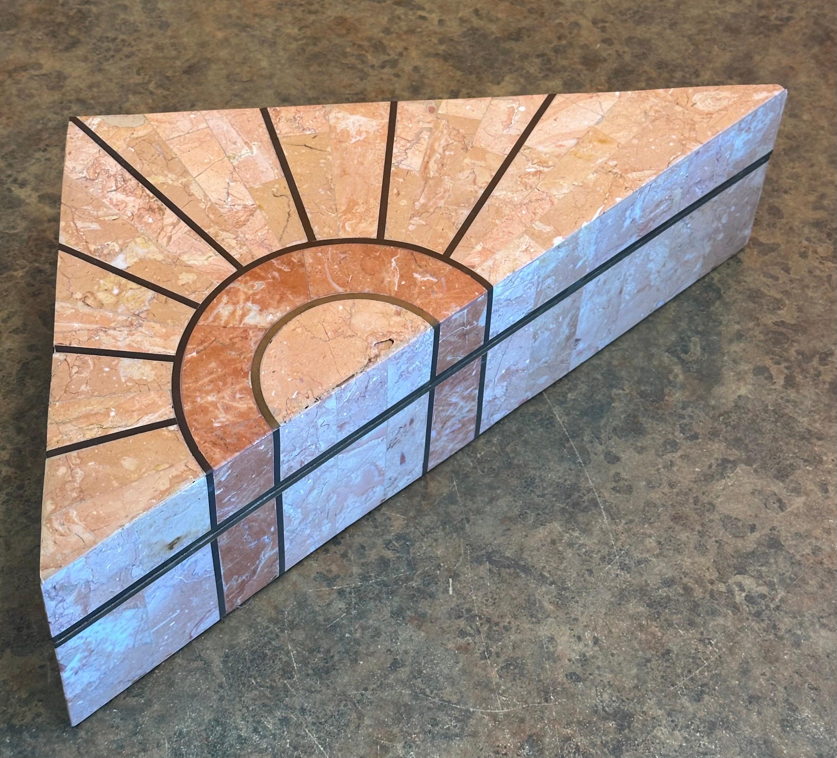 Pair of Tessellated Stone Triangular Boxes by Robert Marcius for Casa Bique For Sale 1