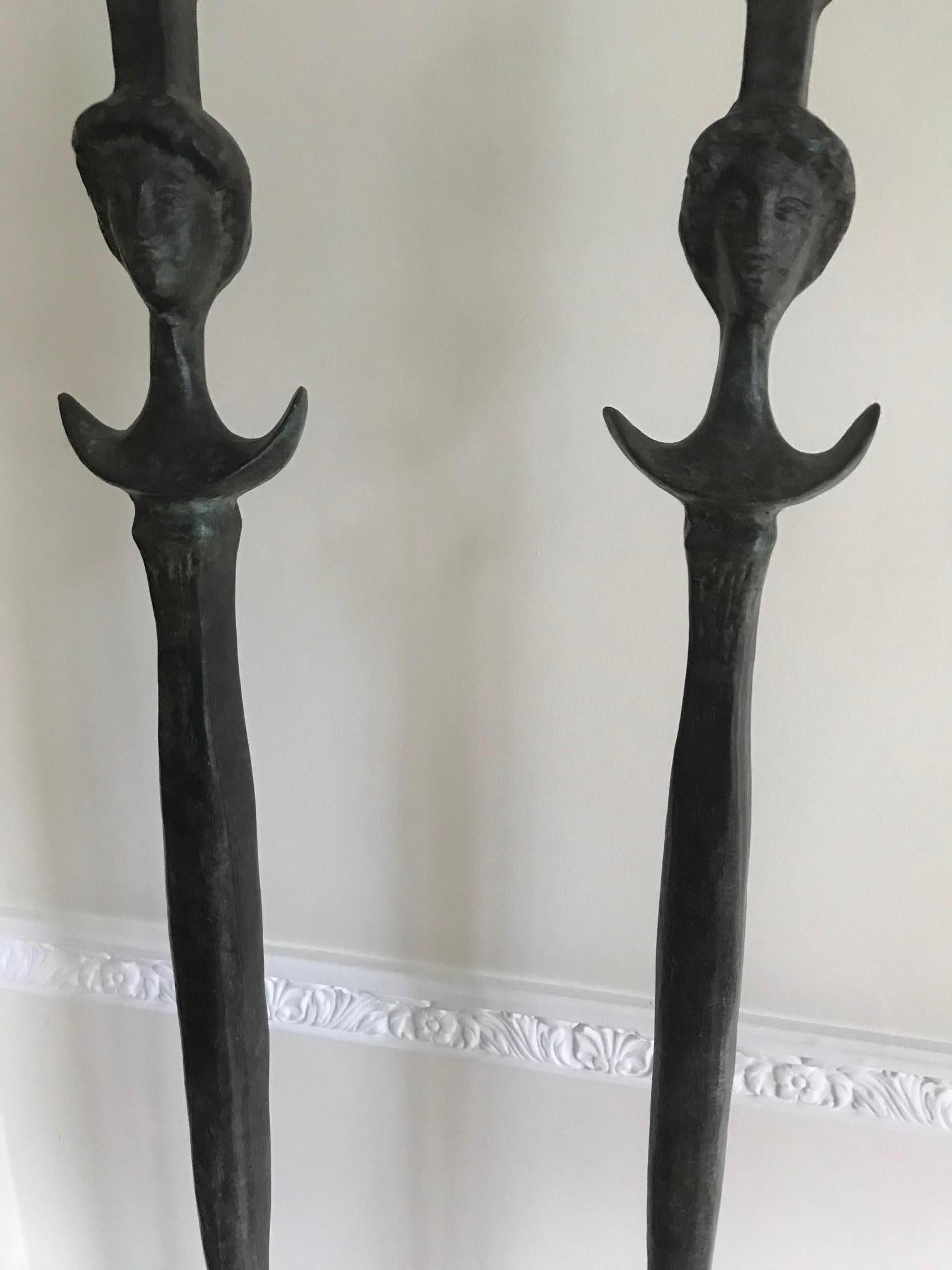 Mid-Century Modern Pair of Tete de Femme Floor Lamps after Alberto Giacometti For Sale