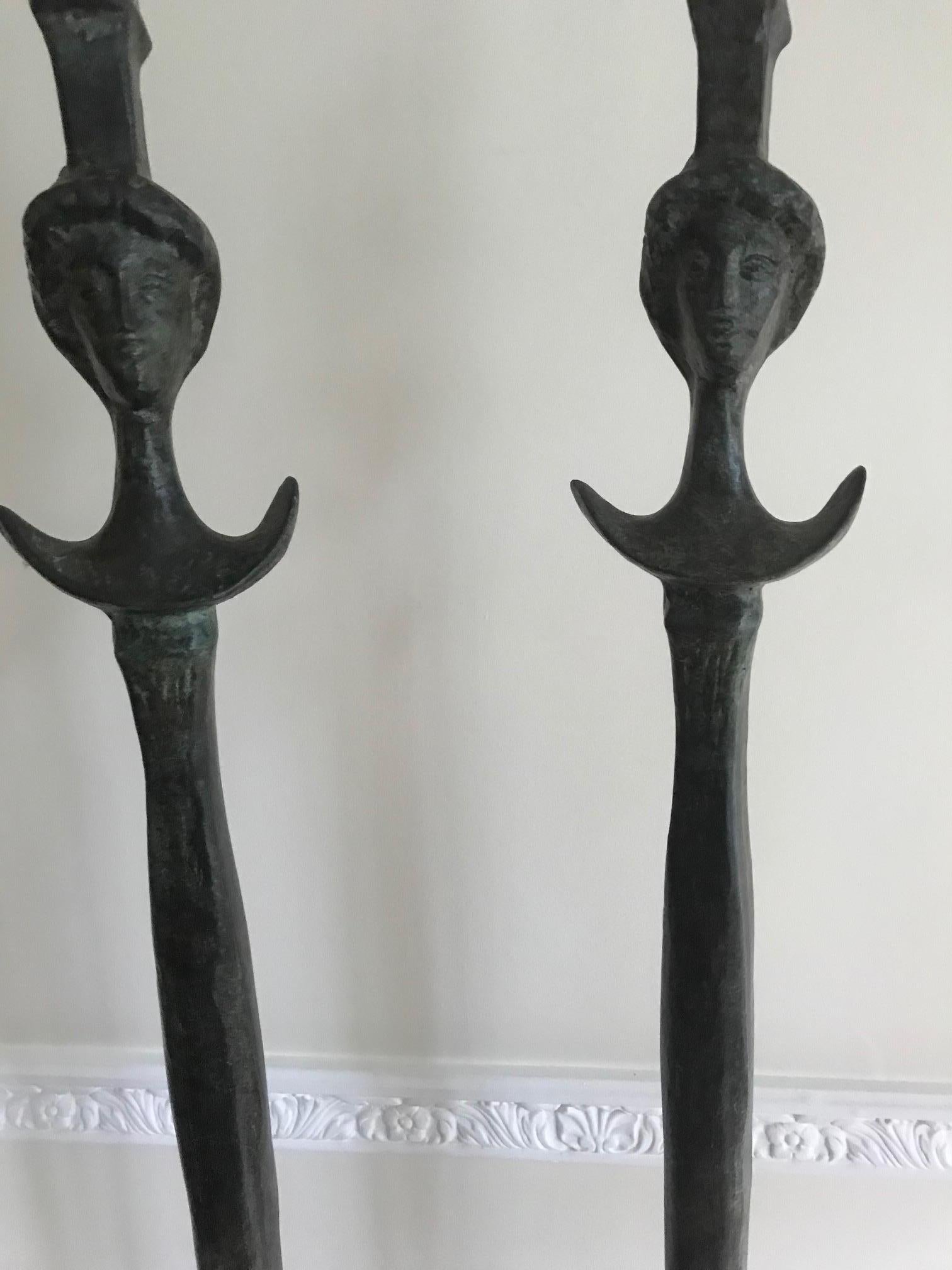 Italian Pair of Tete de Femme Floor Lamps after Alberto Giacometti For Sale