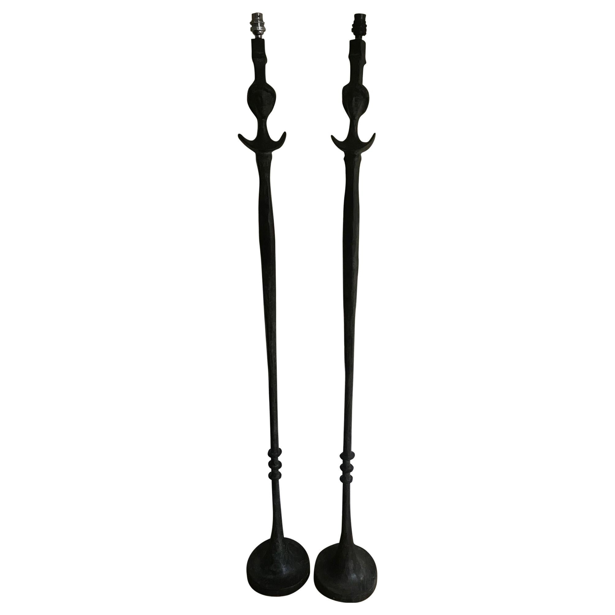 Pair of Tete de Femme Floor Lamps after Alberto Giacometti For Sale