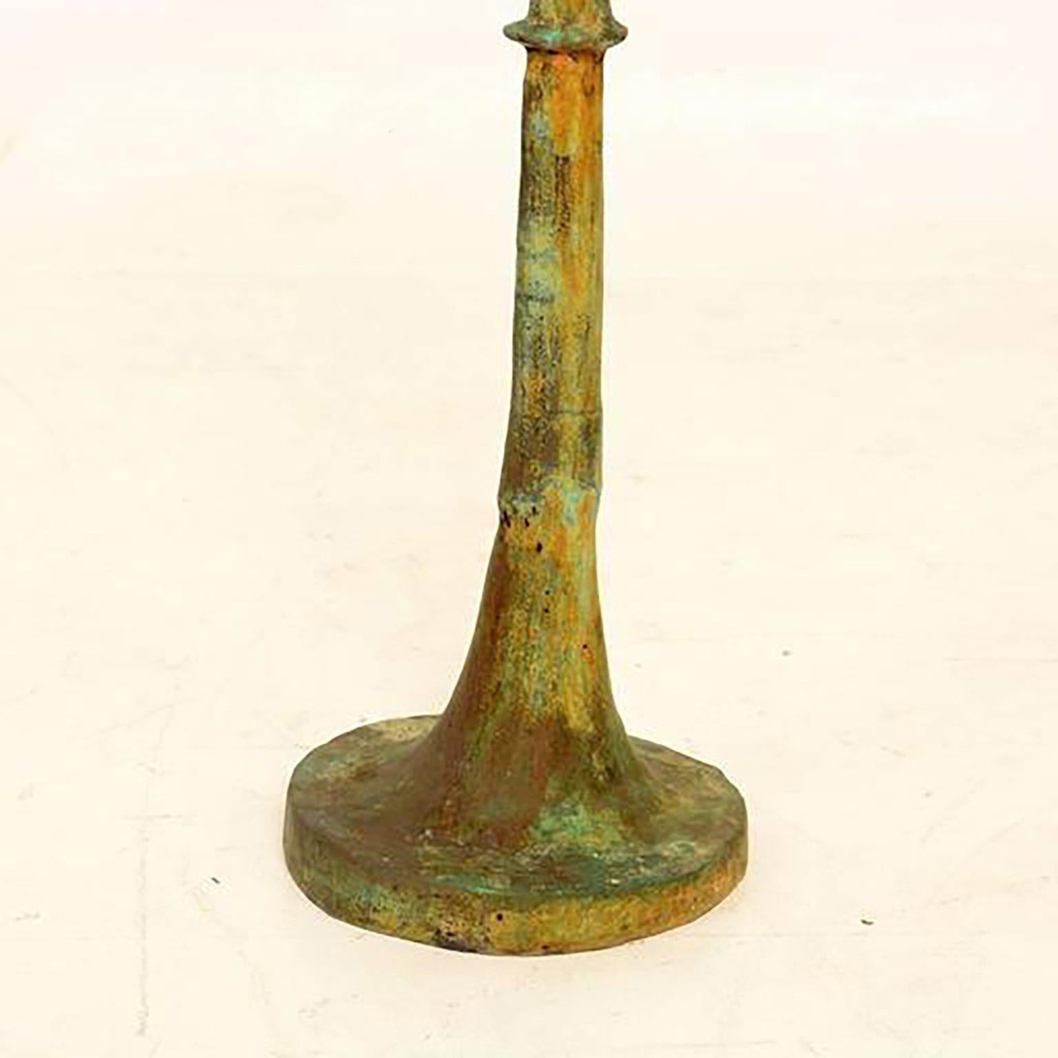 Patinated Elegant Pair of Tete de Femme Table Lamps after Giacometti 1950s