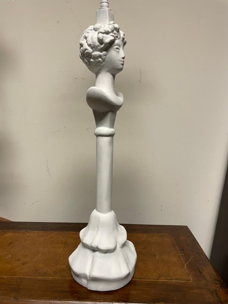 20ième siècle Paire de lampes de bureau en plâtre peint d'après Alberto Giacometti, Tete de Femme en vente