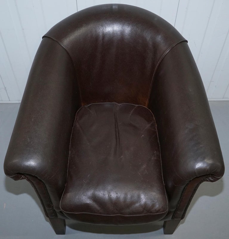 Pair of Tetrad Buster Thick Brown Leather Tub Club Armchairs Sold in ...