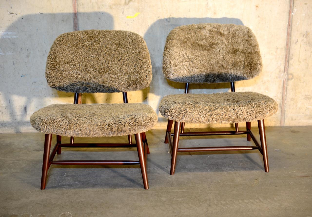 Mid-Century Modern Pair of 'TeVe' Lounge Chairs by Alf Svensson, Ljungs Industrier Sweden For Sale