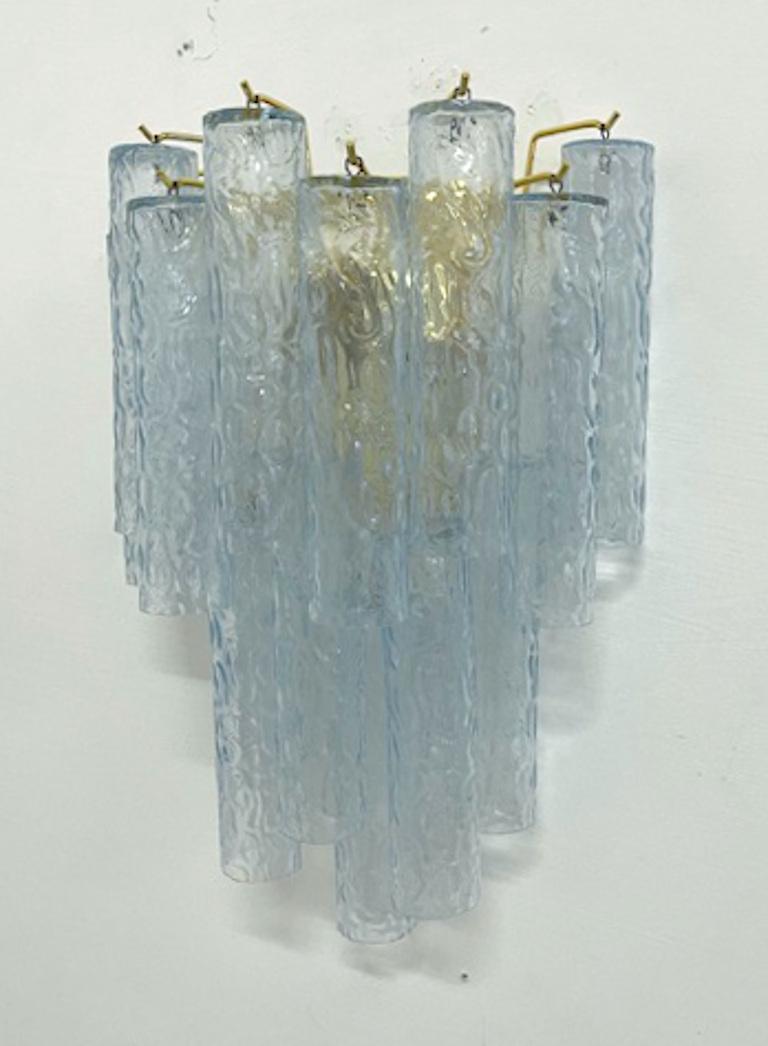 Pair of Textured Blue Tubes Sconces by Fabio Ltd 2