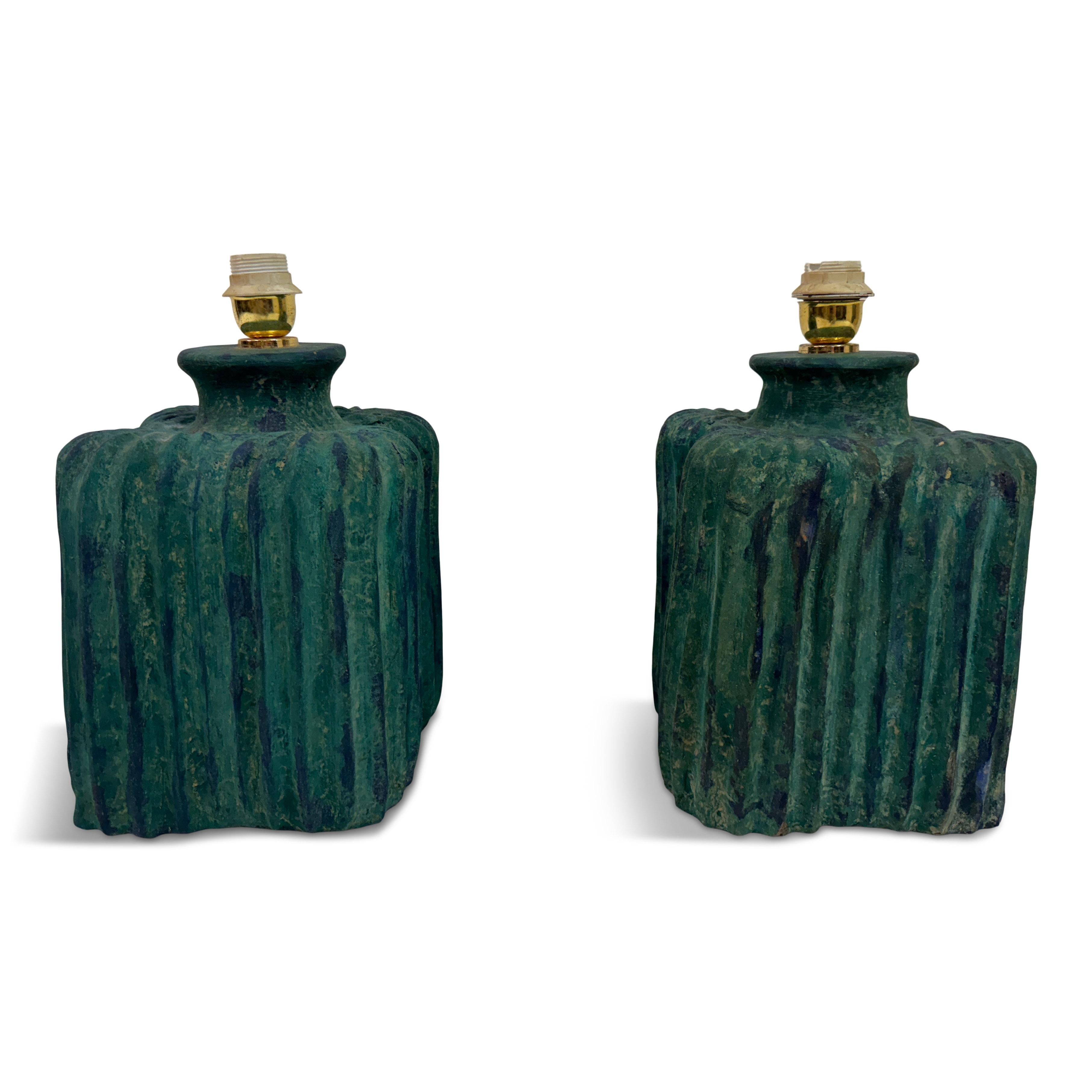 Paire de lampes de table en céramique texturée, Italie, années 1970 en vente 3