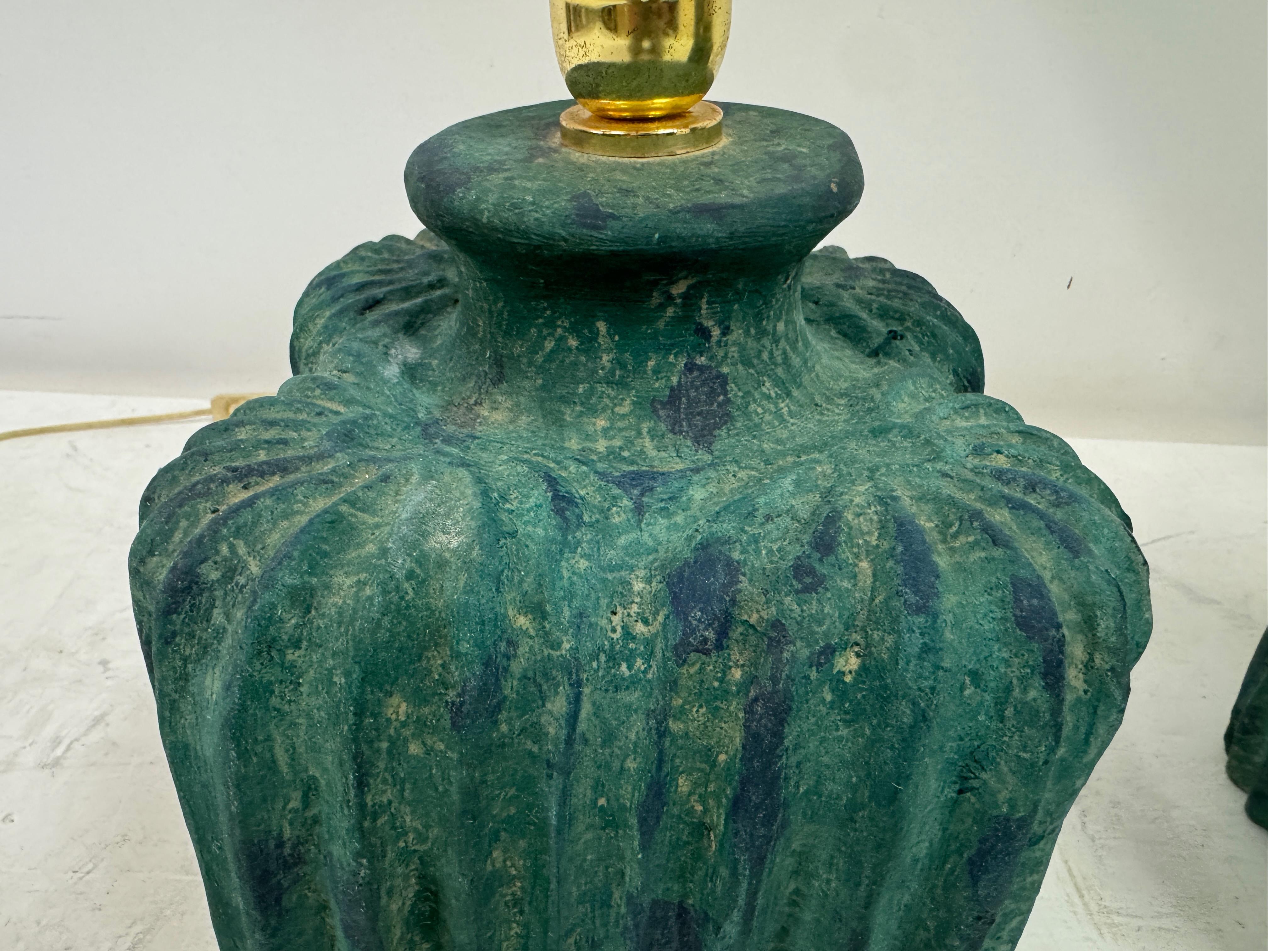 italien Paire de lampes de table en céramique texturée, Italie, années 1970 en vente