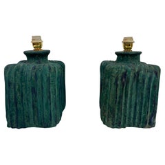 Paar Tischlampen aus strukturierter Keramik, Italien, 1970er Jahre